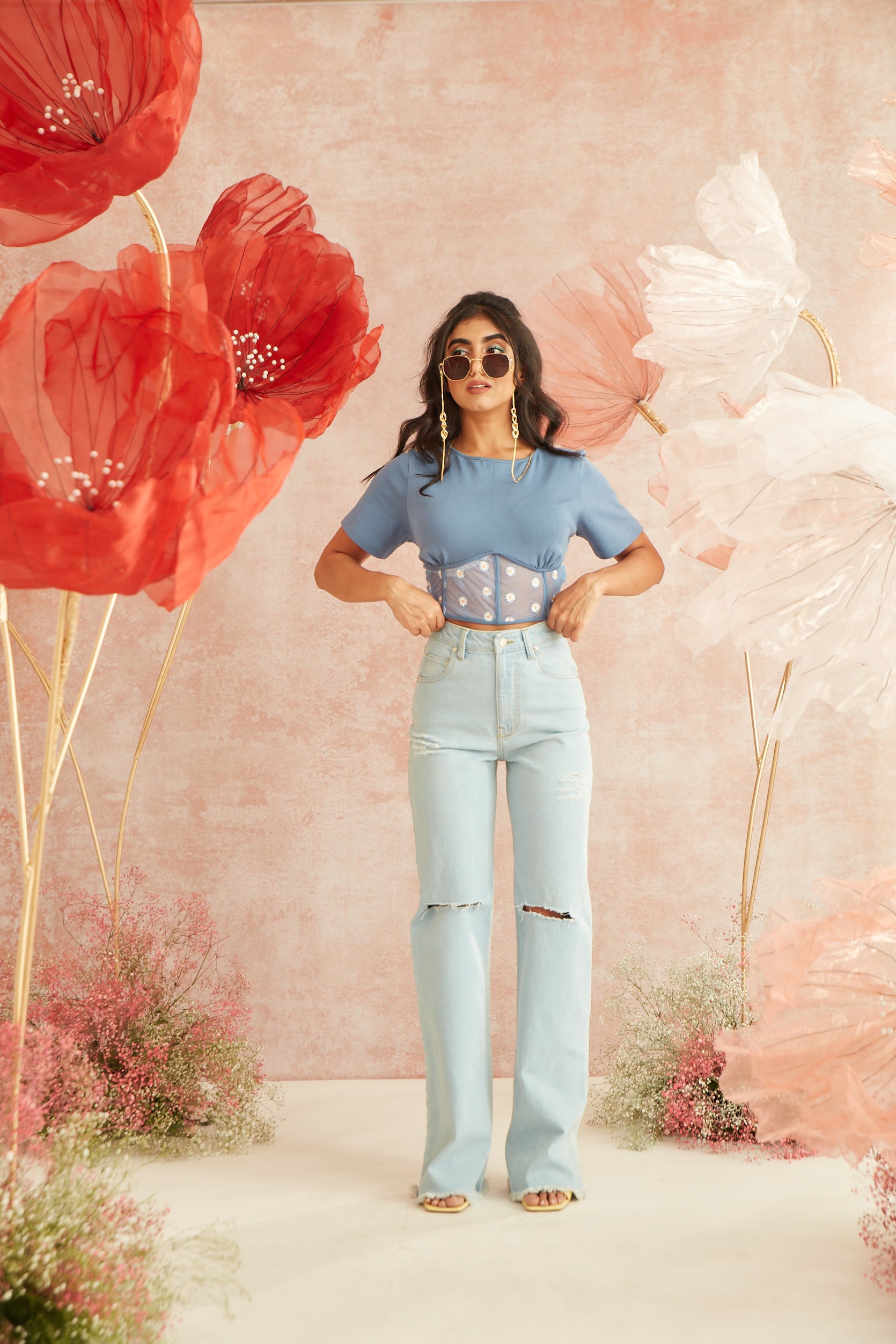 Model in satin midi skirt — shop women's skirts, pants and jeans at Lea Clothing Co.