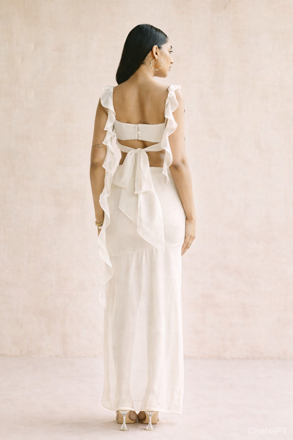 Crimson White Slit Midaxi Skirt