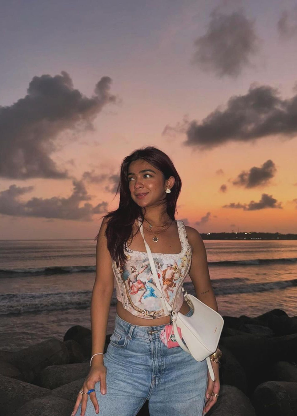Evangeline Grecian Print Corset Top