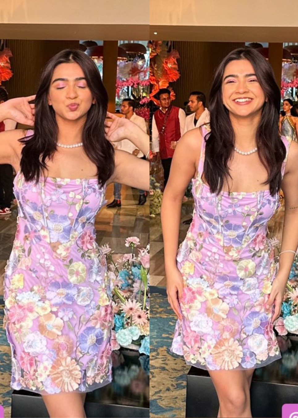 A beautiful Flor Lavender 3-D Flower Embroidered Corset Dress adorned with delicate floral details, ideal for an elegant and feminine appearance.