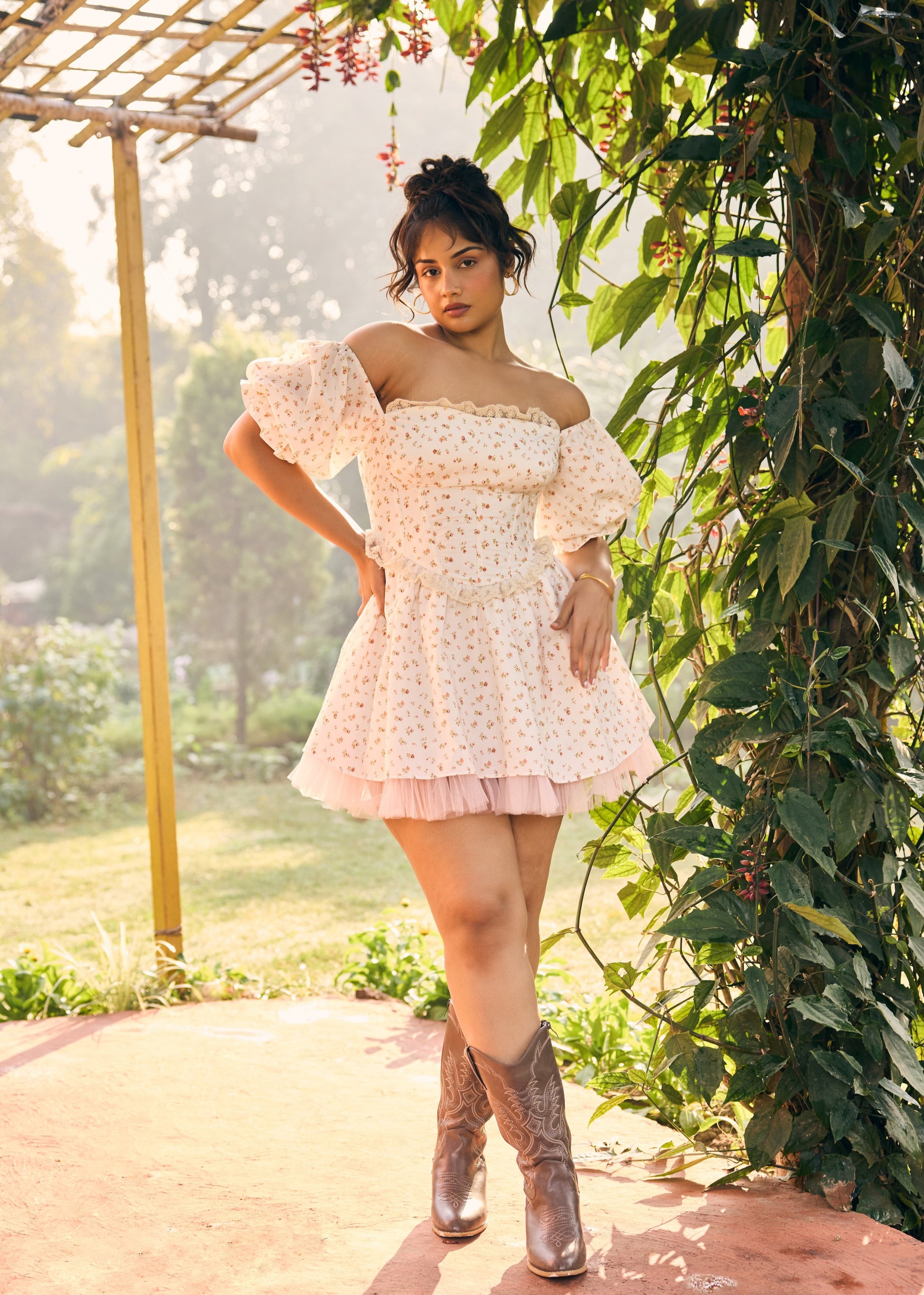 Morgan White Floral Corset Mini Dress