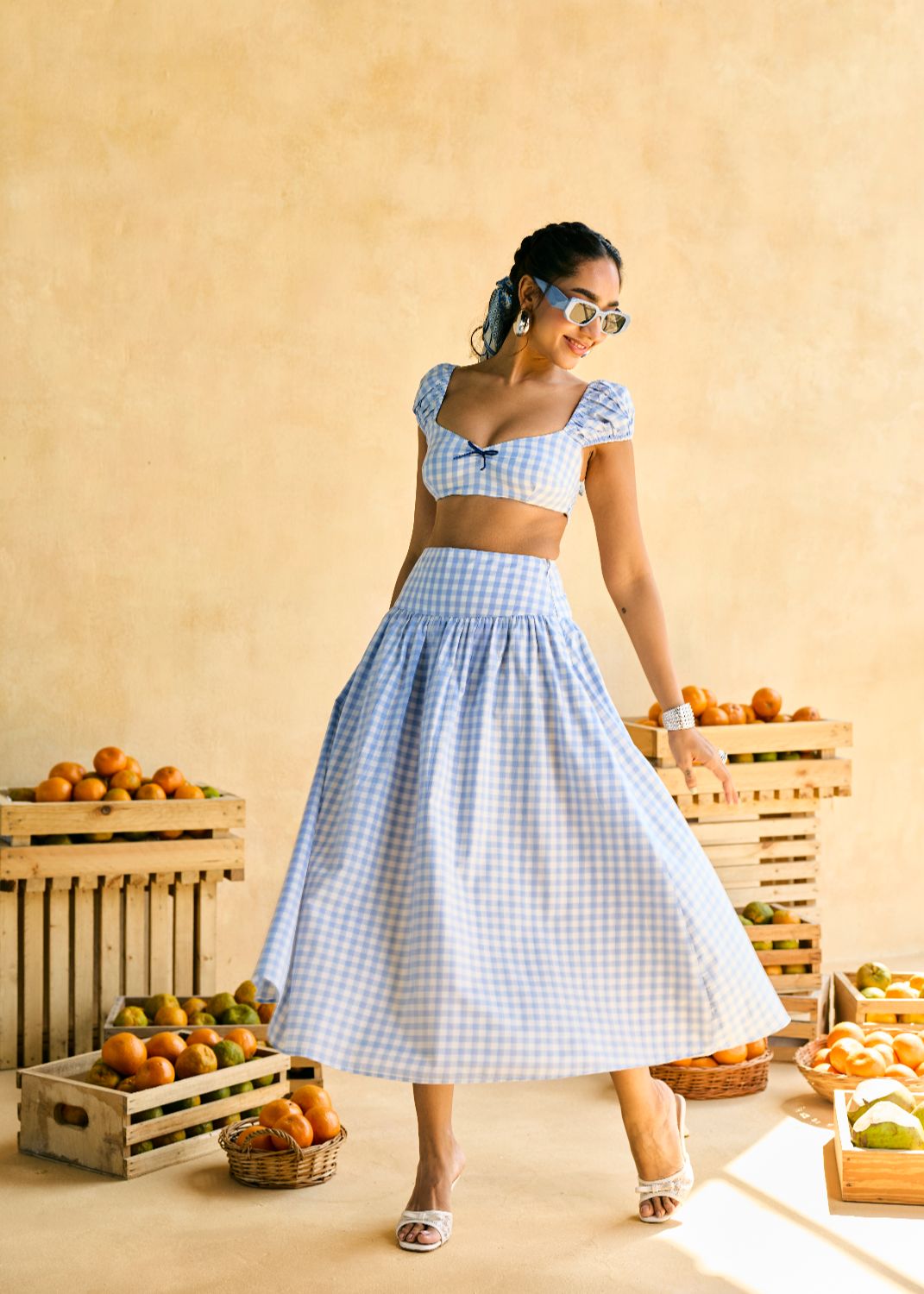 Blueberry Gingham Crop Top