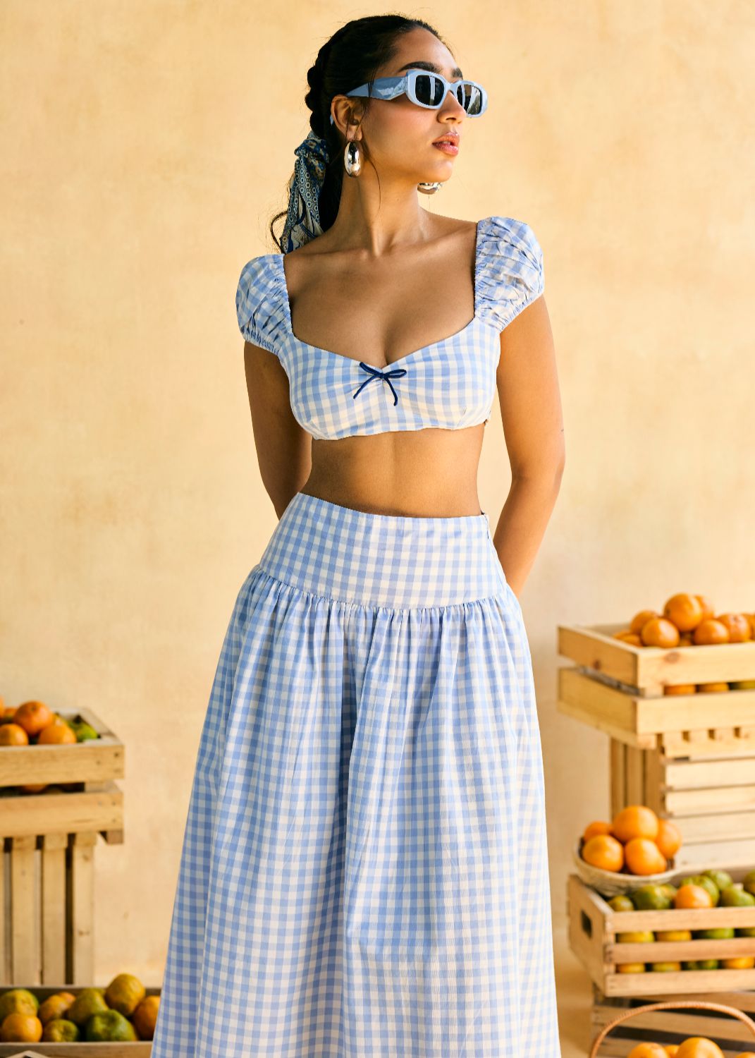 Blueberry Gingham Crop Top