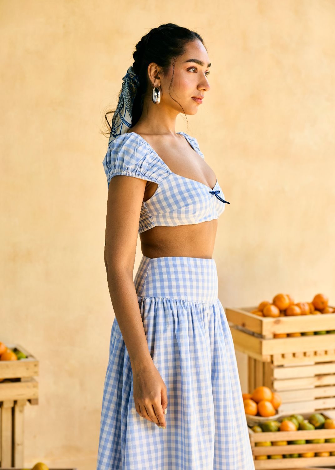 Blueberry Gingham Crop Top