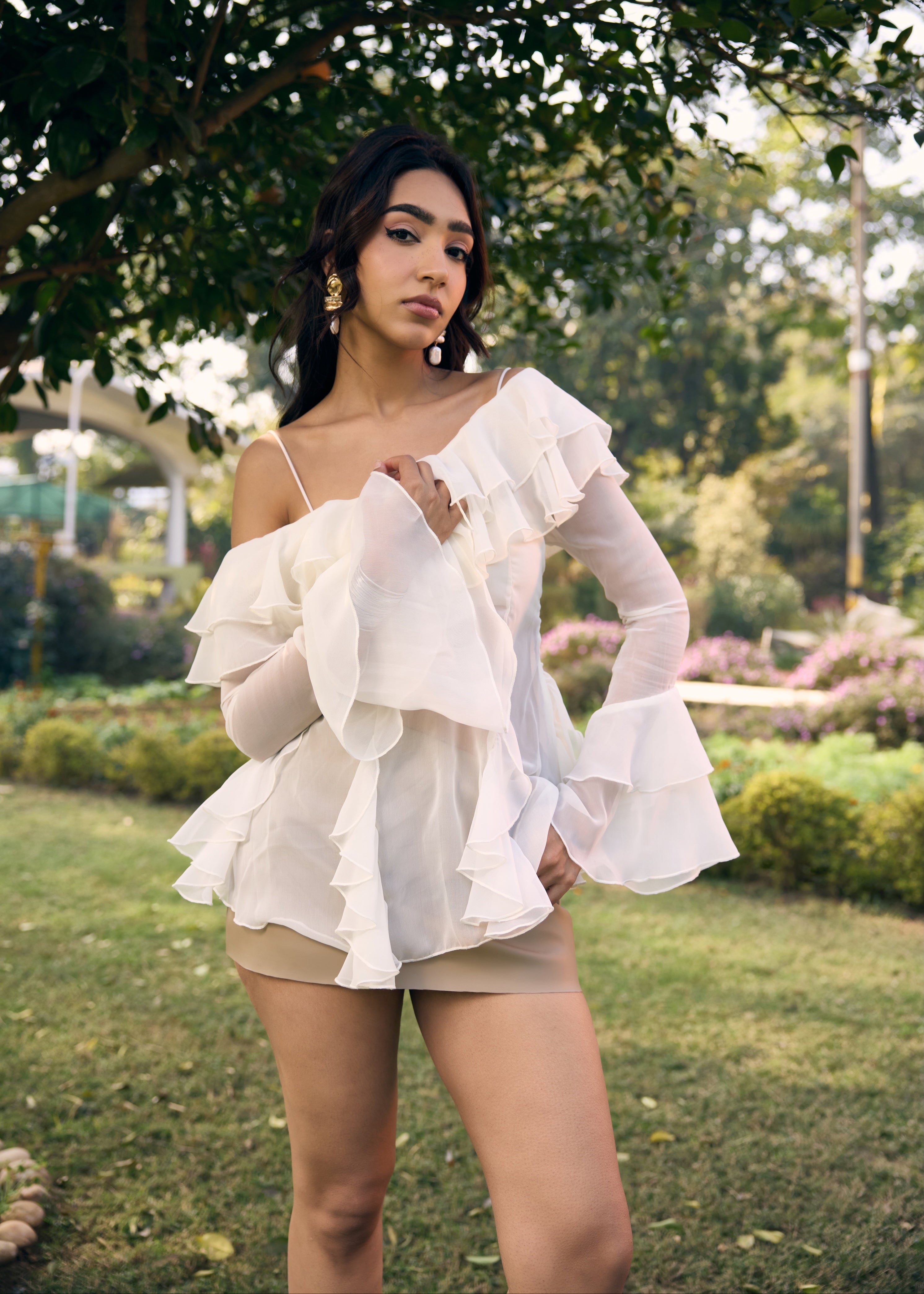 Vilma Khakhi Faux Leather Mini Skort