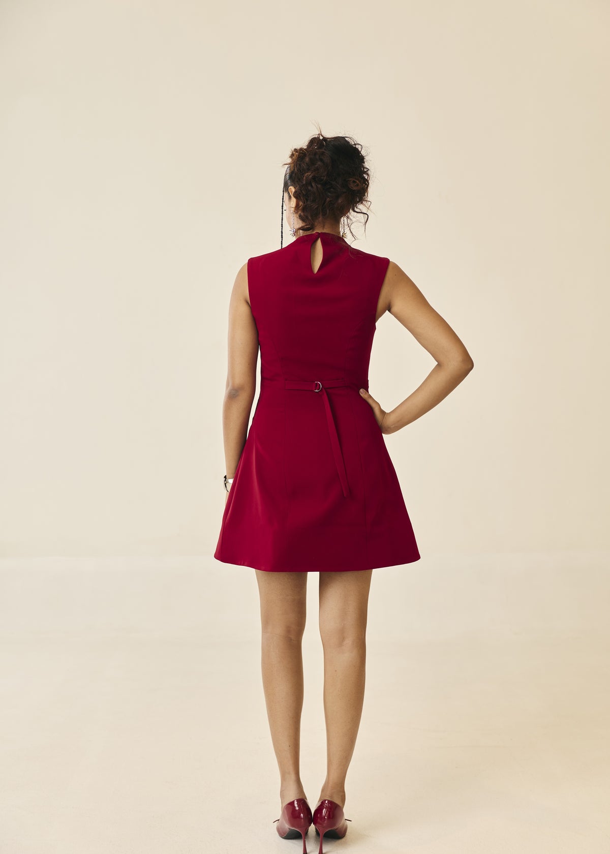 Adeline Crimson Cord Embroidered Mini Dress