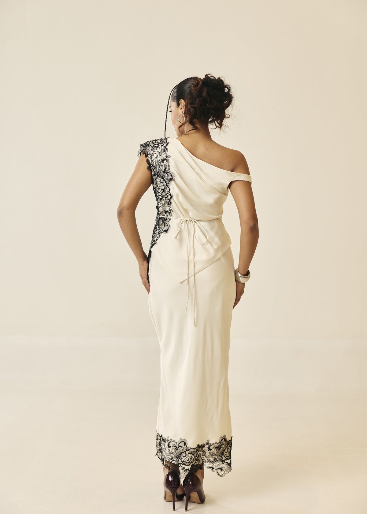 Margaux Ivory One-Shoulder Lace Top