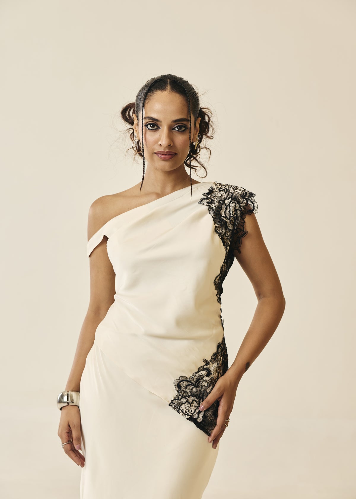 Margaux Ivory One-Shoulder Lace Top