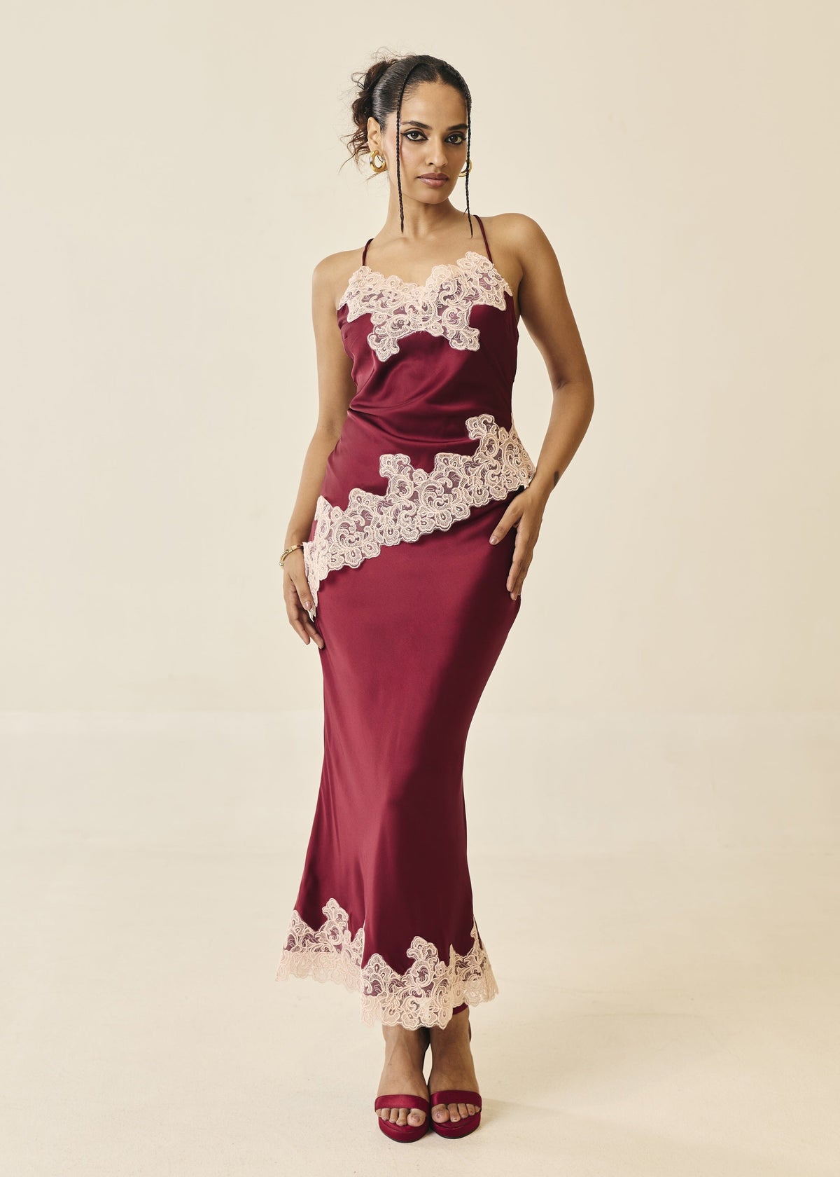 Seraphina Lace-Trim Satin Camisole Top