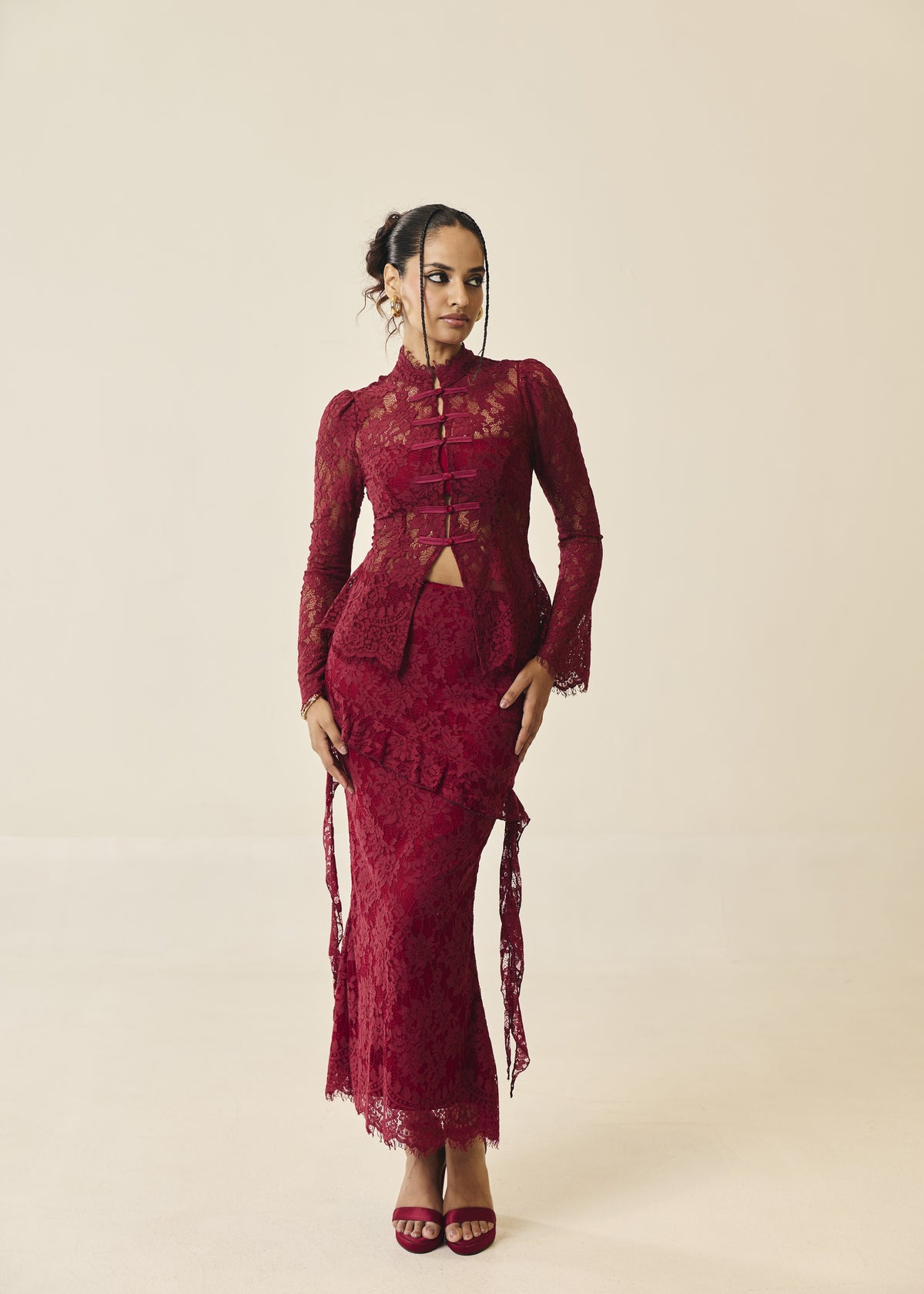 Santorini Burgundy Lace Top