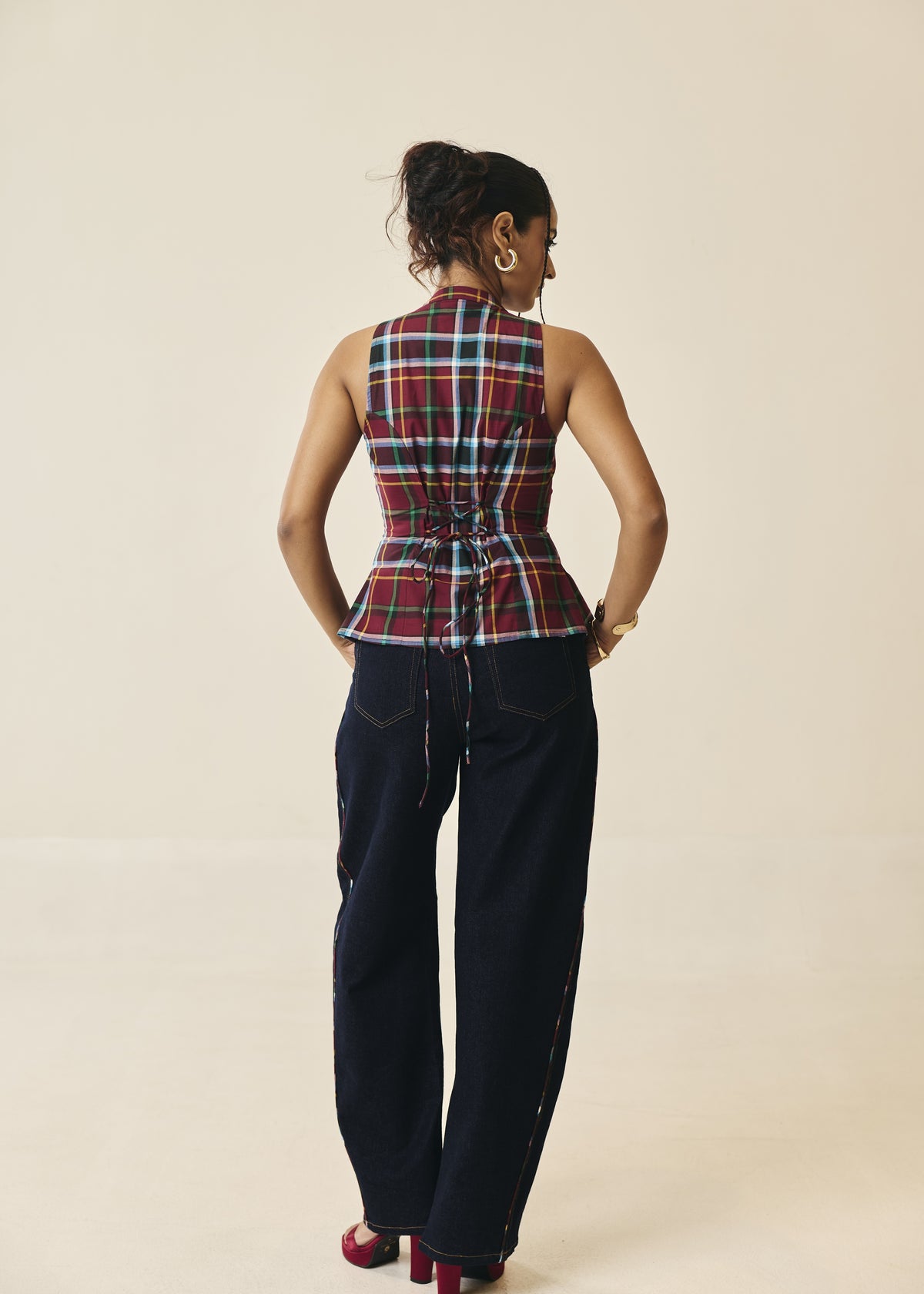Larkspur Madrad Check Corset Shirt