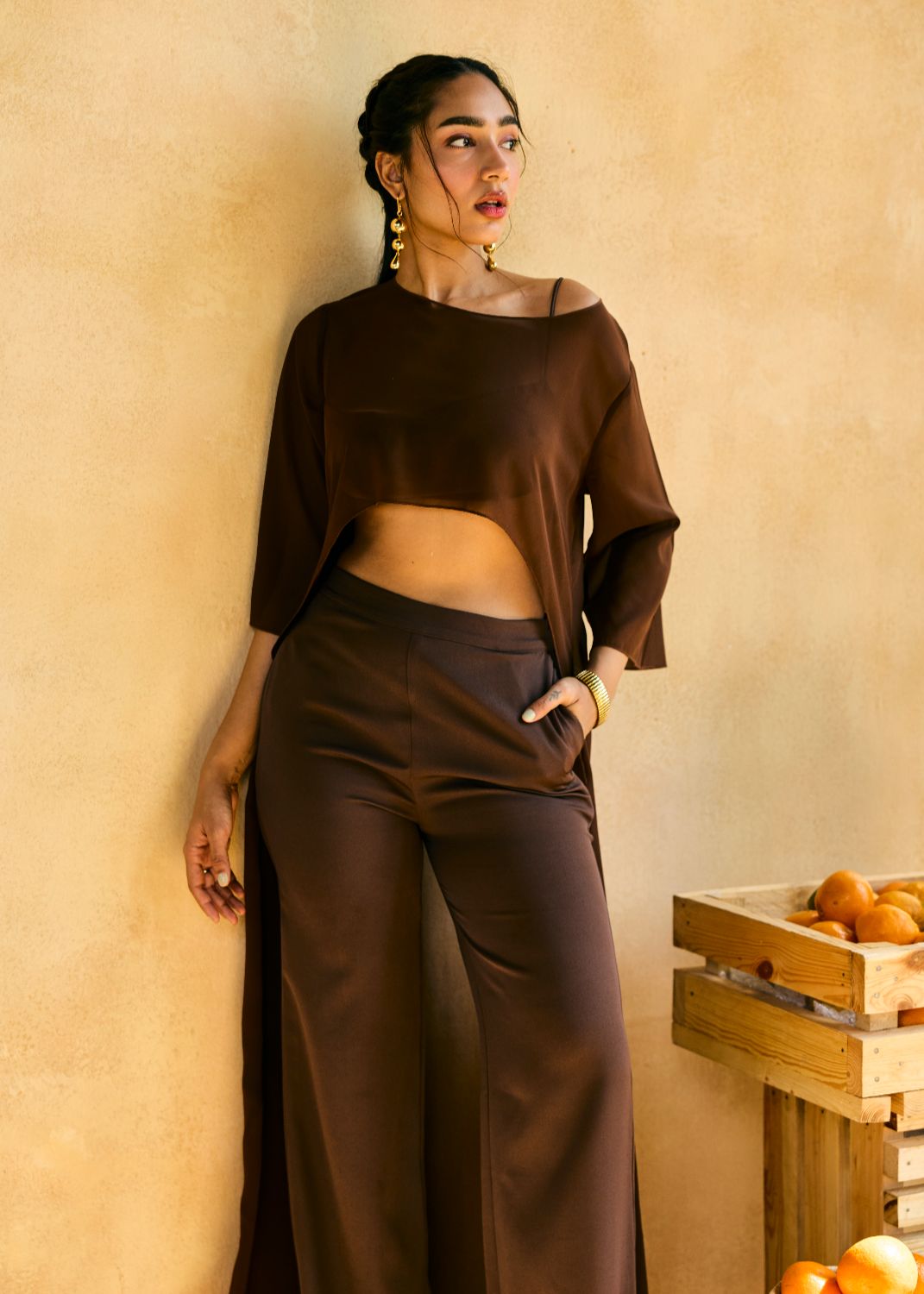 Cocoa Dune Cape Top and Bralette