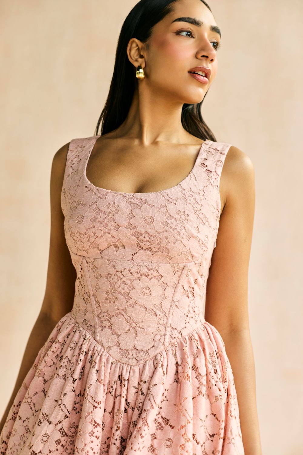 Natalia Blush Lace Corset Mini Dress