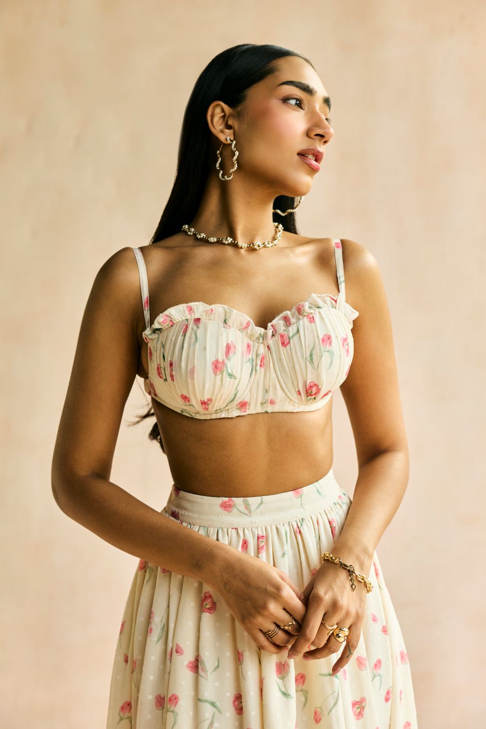 Elara Floral Butter Yellow Bustier Bralette