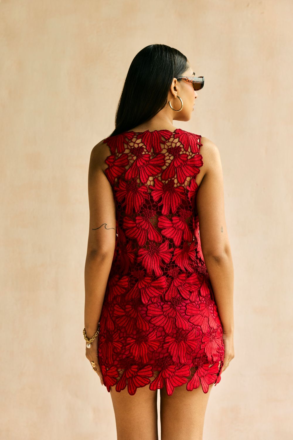 Scarlet Cutwork Lace Mini Skirt