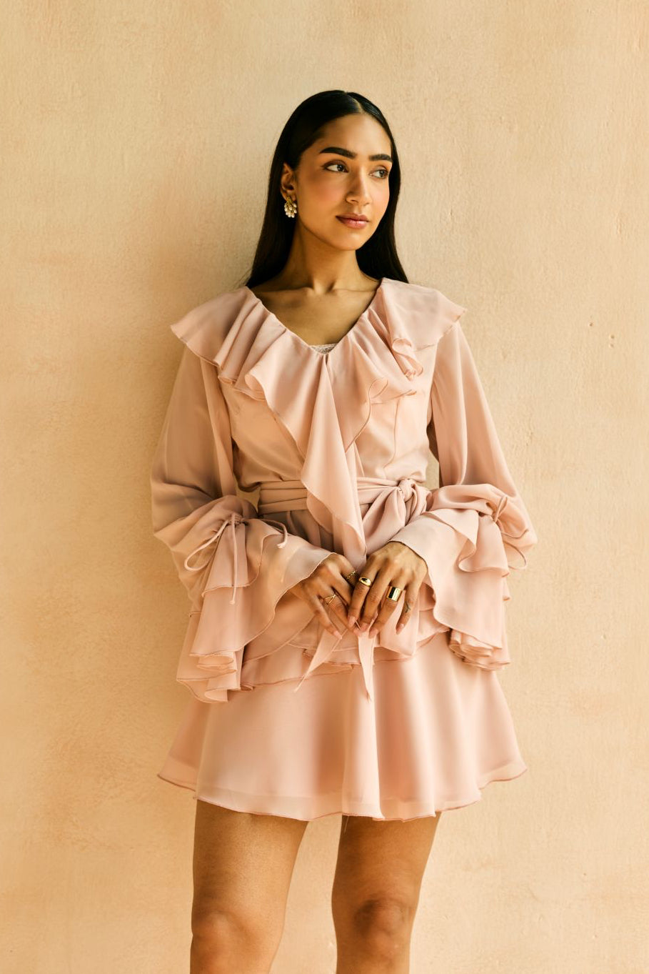 Aviva Blush Ruffle Mini Skirt