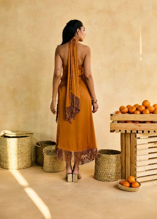 Kinnow Mustard Tassel Drape Skirt