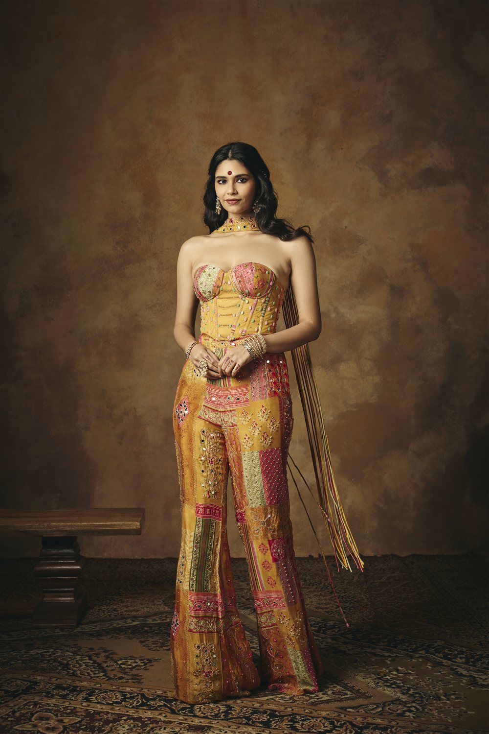 Vasumati Yellow Hand Embroidered Corset Blouse