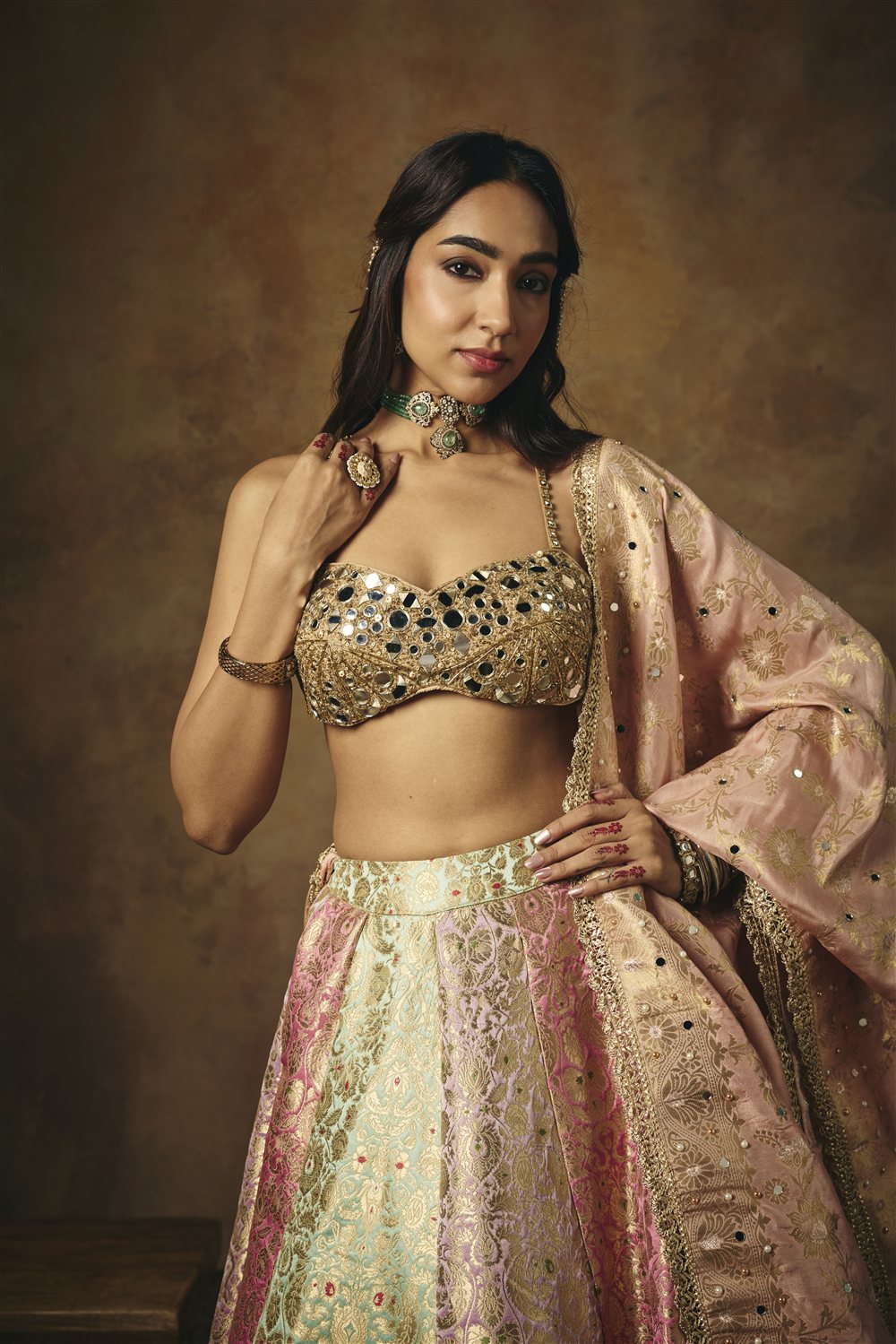 Ushasi Gold Mirror Embroidered Blouse