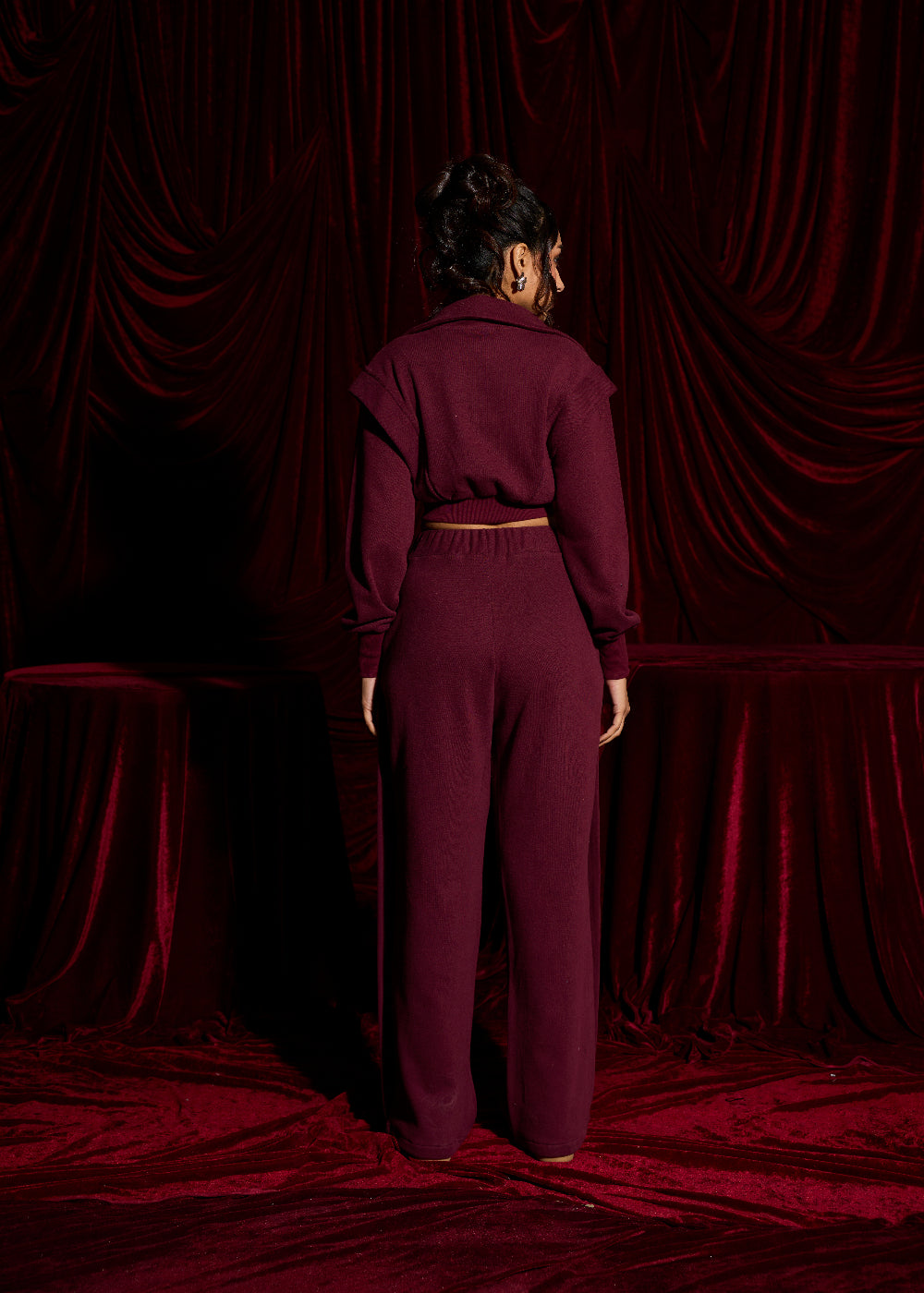 Berrywood Burgundy Wide-Leg Lounge Sweatpants