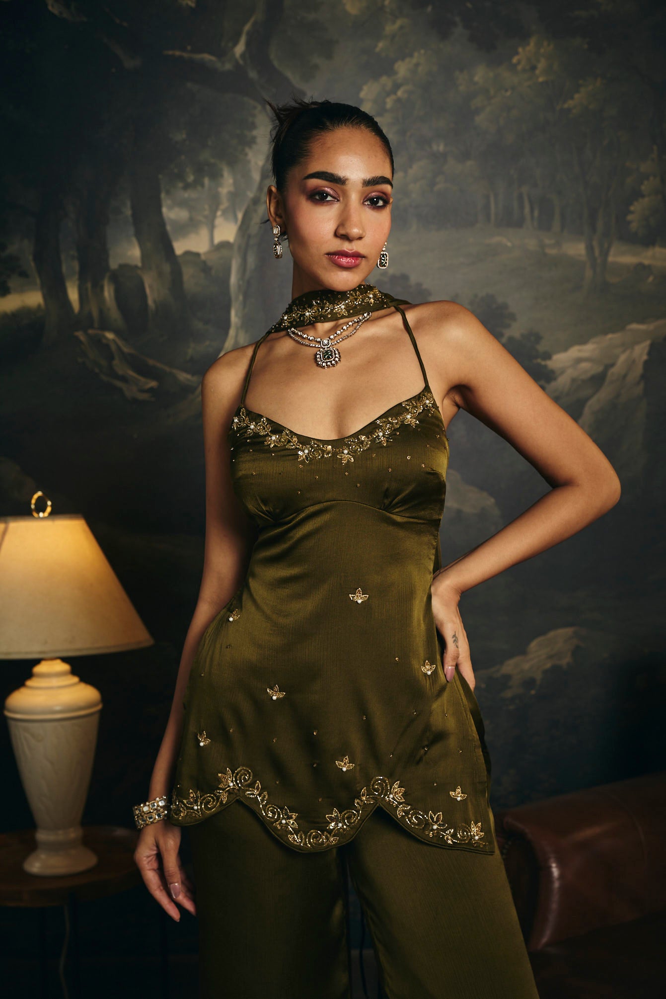Chaaya Olive Embroidered Y2K Kurta Set