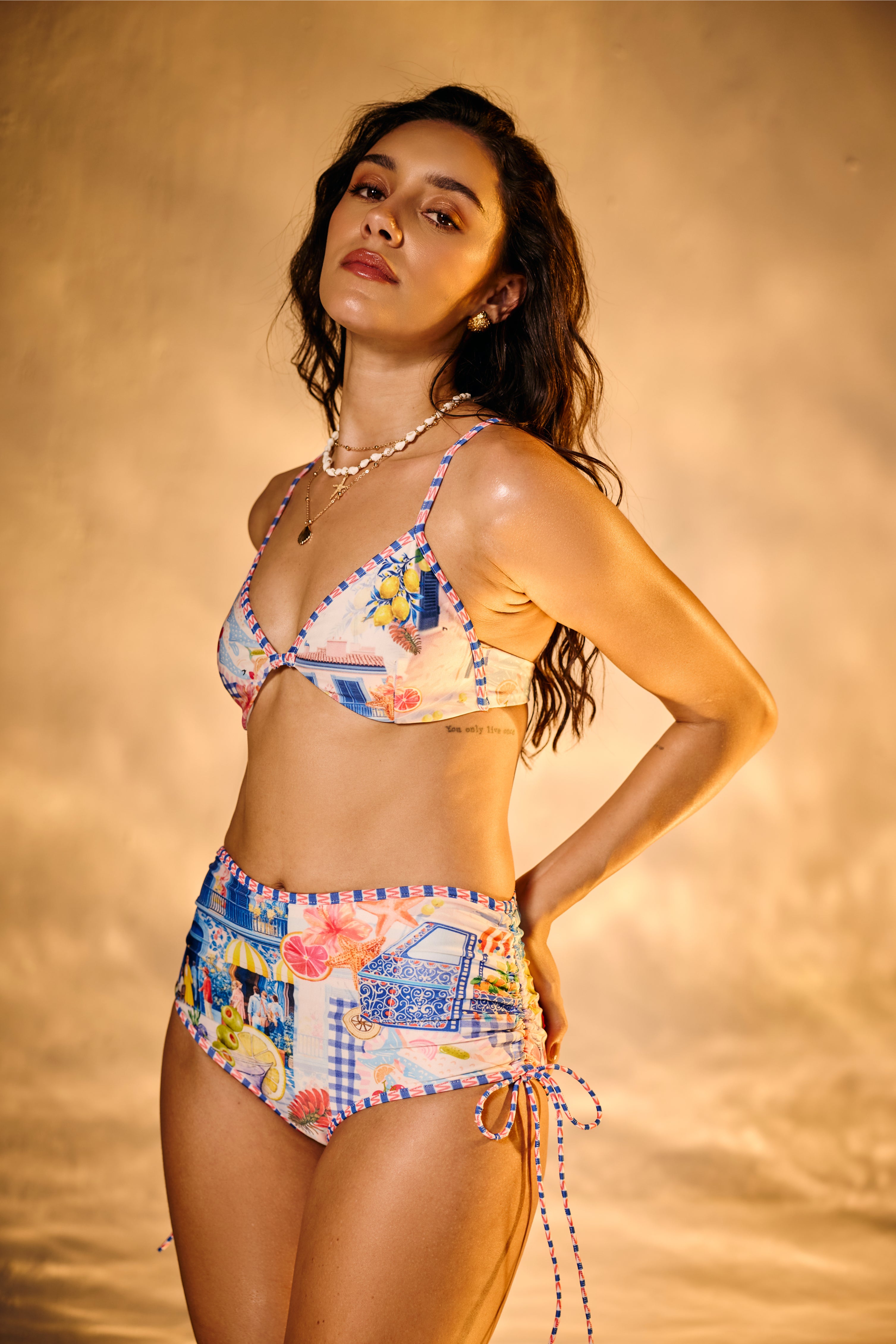Cannes Printed High-Waisted Bikini Set