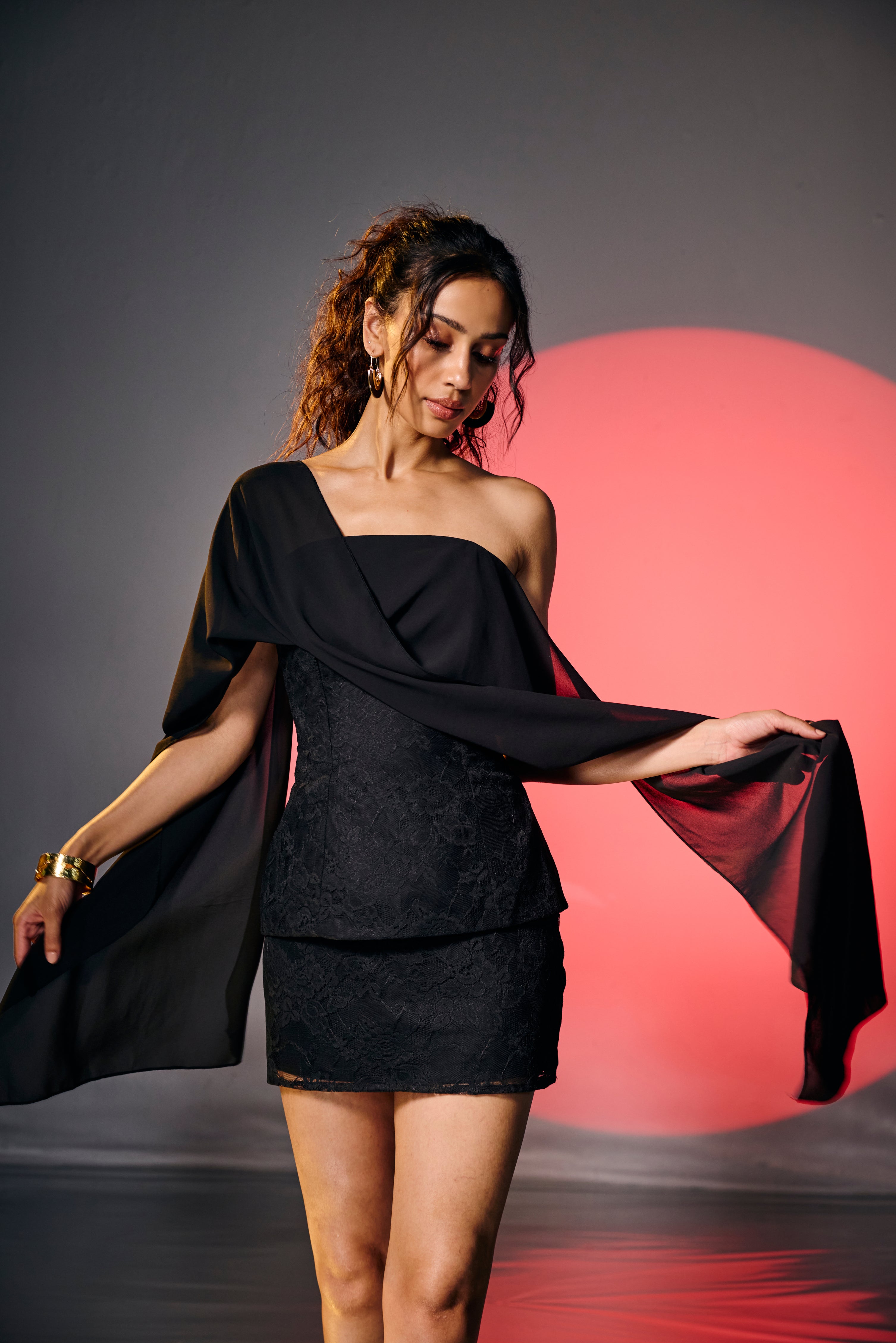 Elowen Black Lace Corset Scarf Top