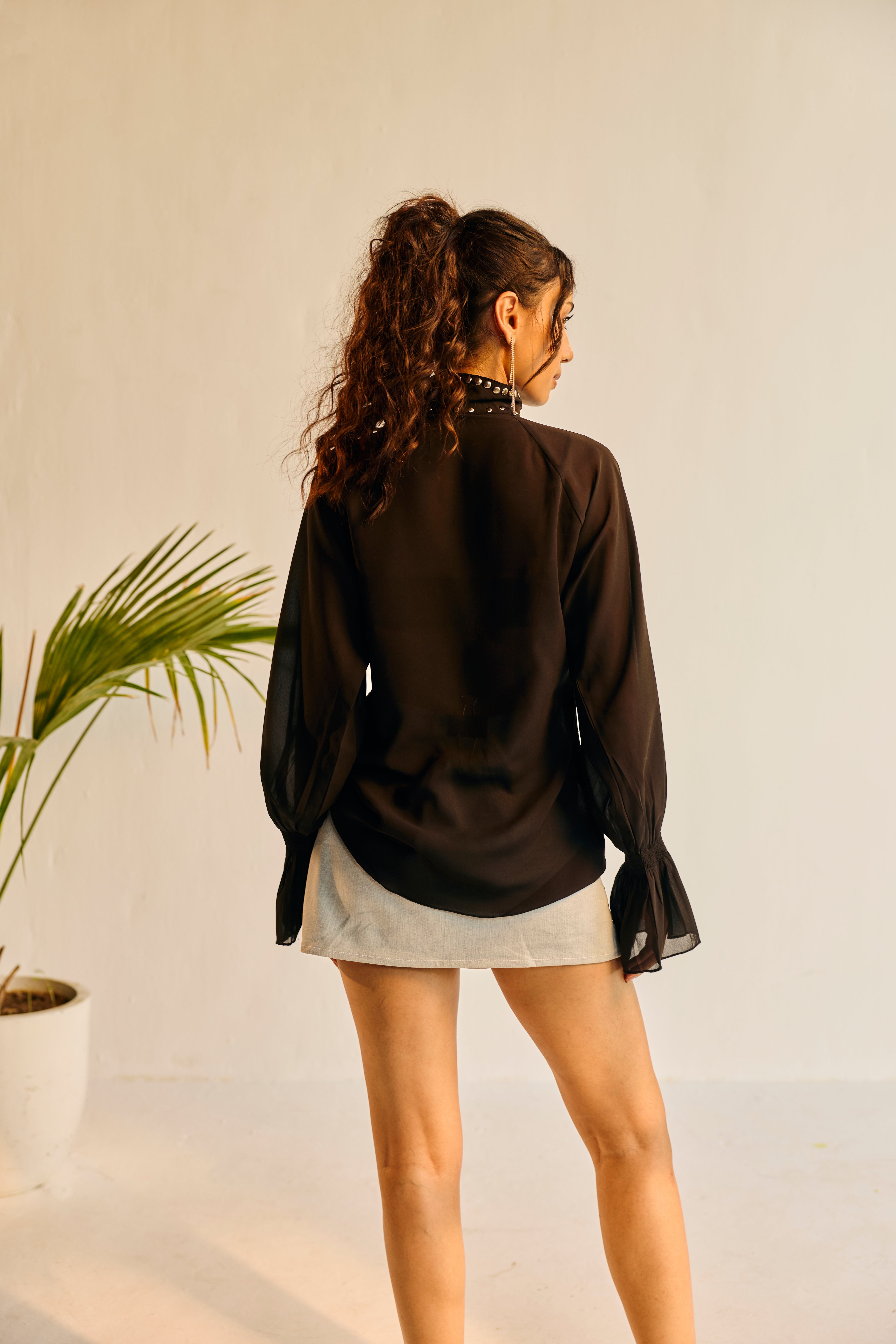 Bianca Studded Denim Mini Skort