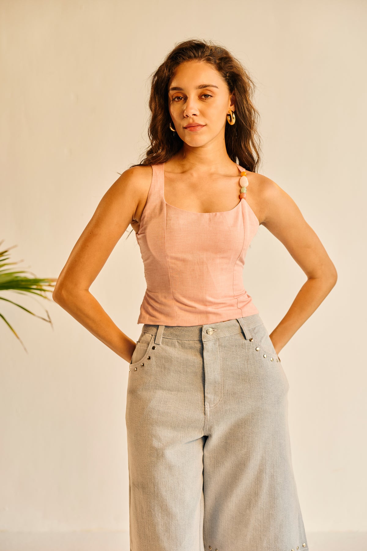 Aamras Pink One Shoulder Embellished Top