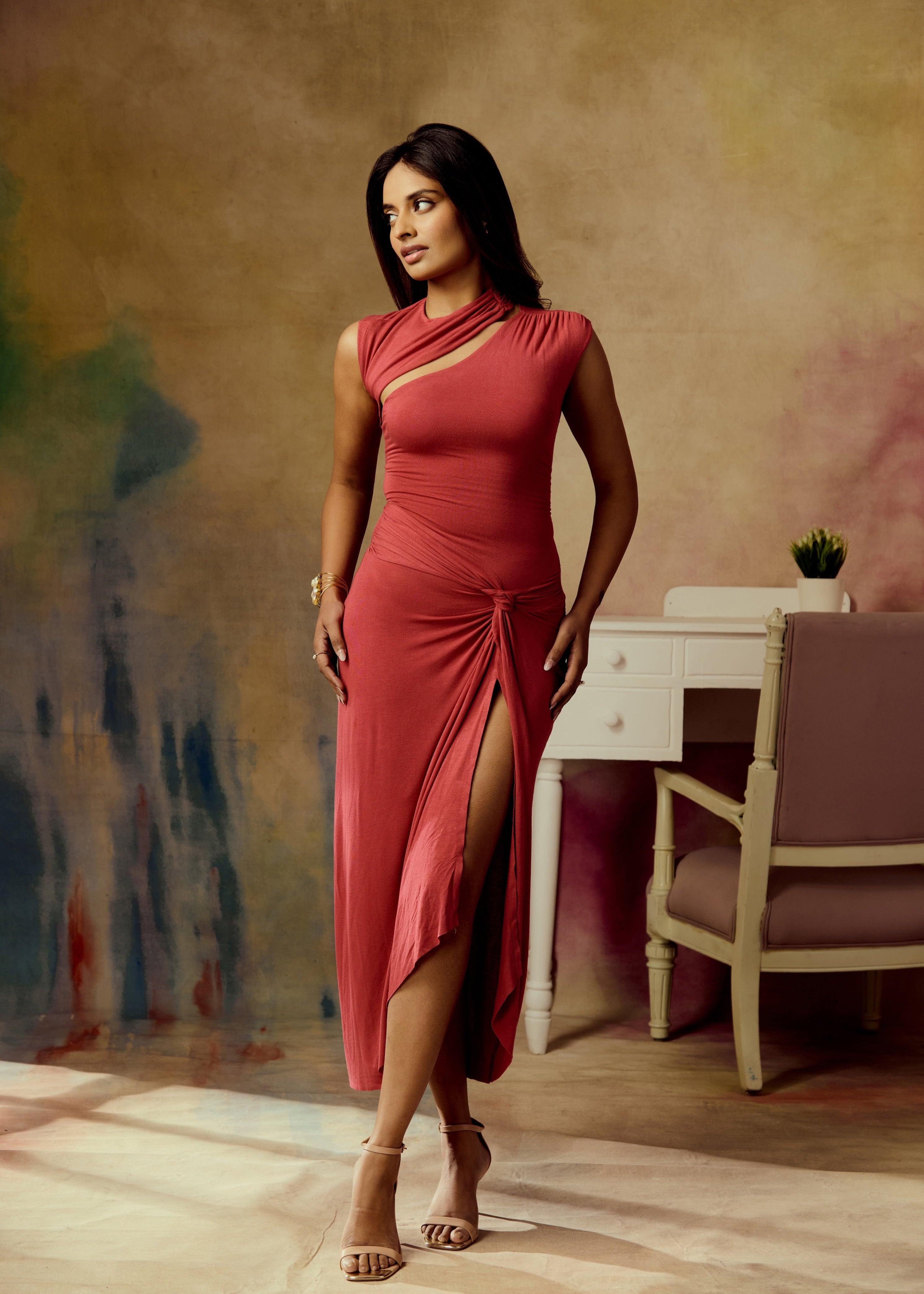 Hermine Red Bodycon Maxi Dress