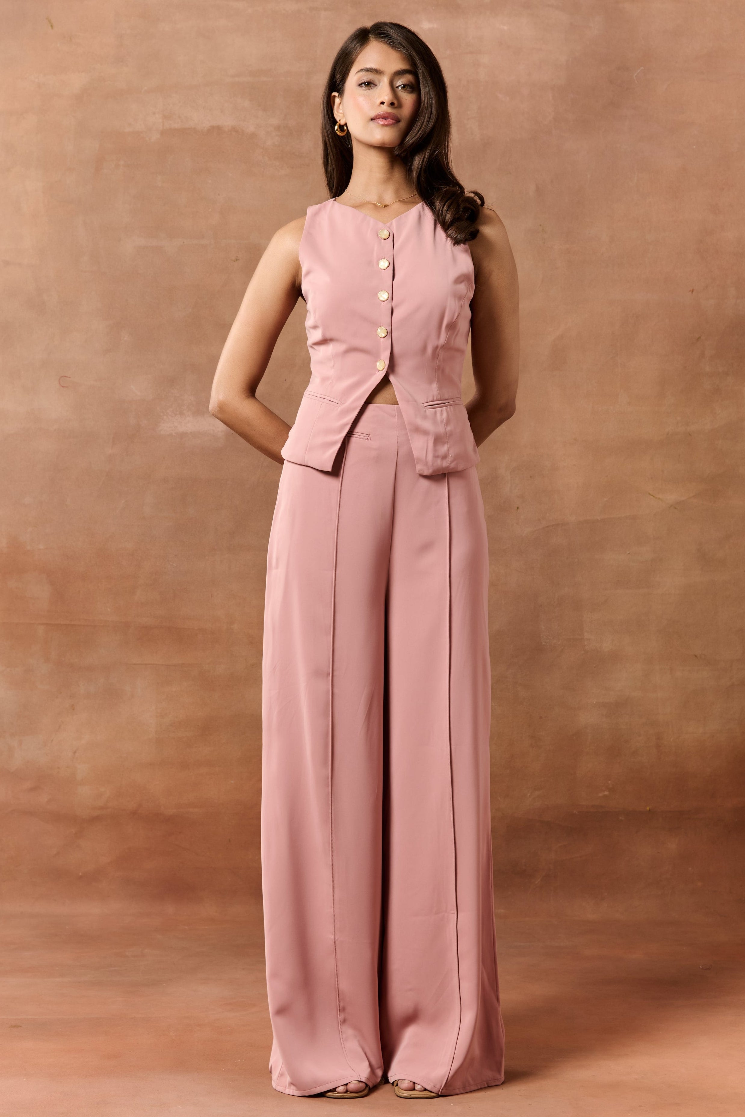 Ardis Mauve High-Waisted Pants
