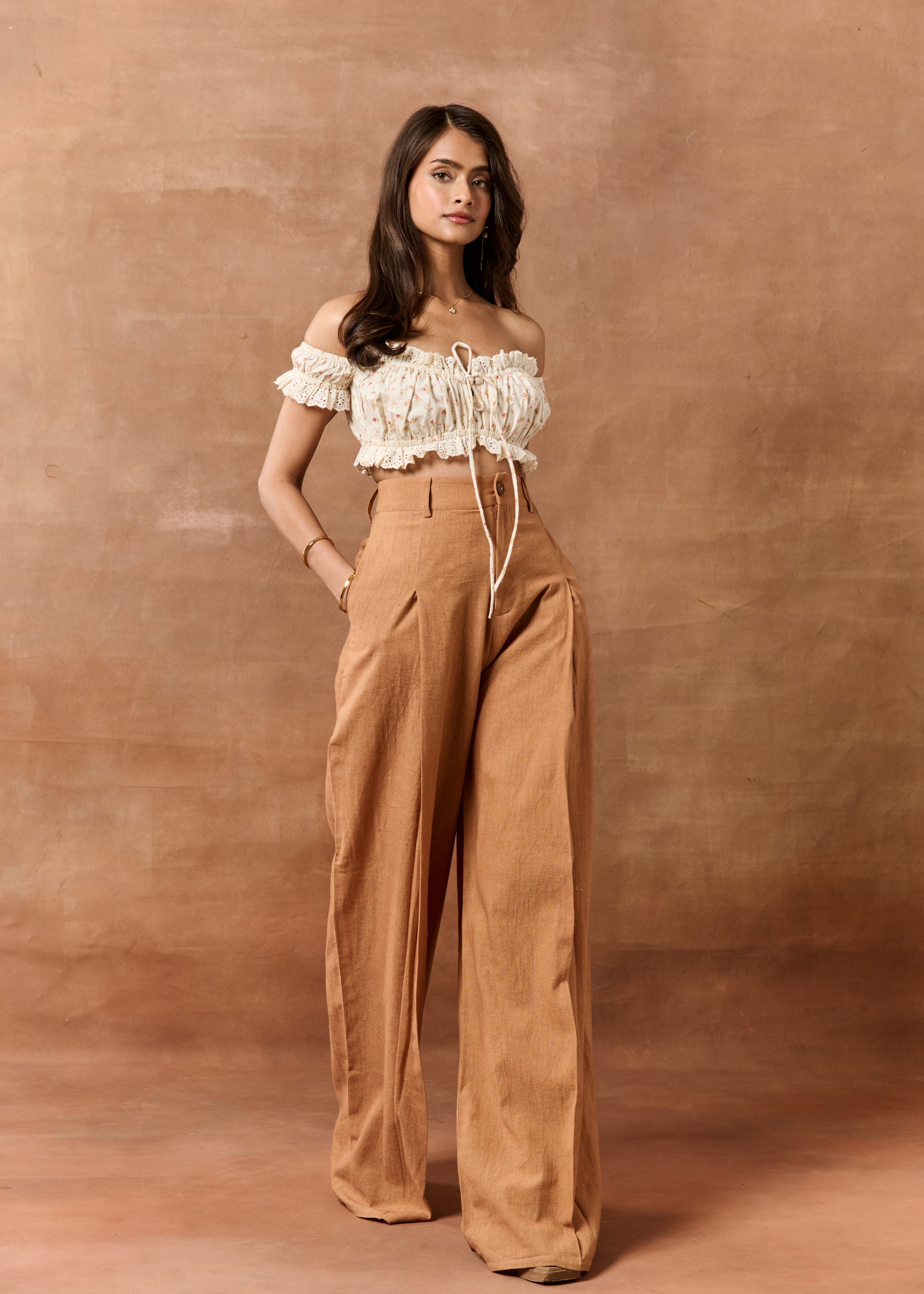 Billie Printed Off-Shoulder Crop Top