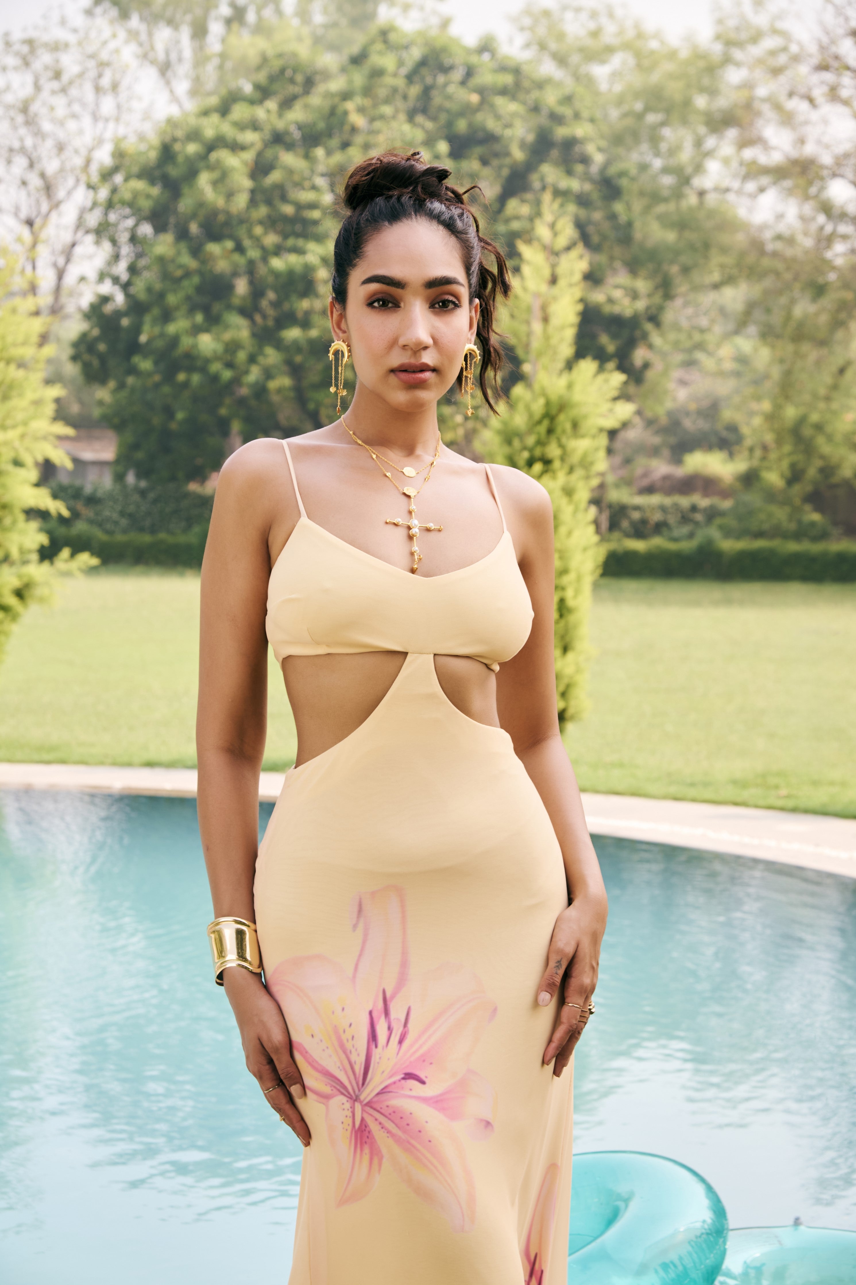 Marigold Butter Yellow Bloom Maxi Dress