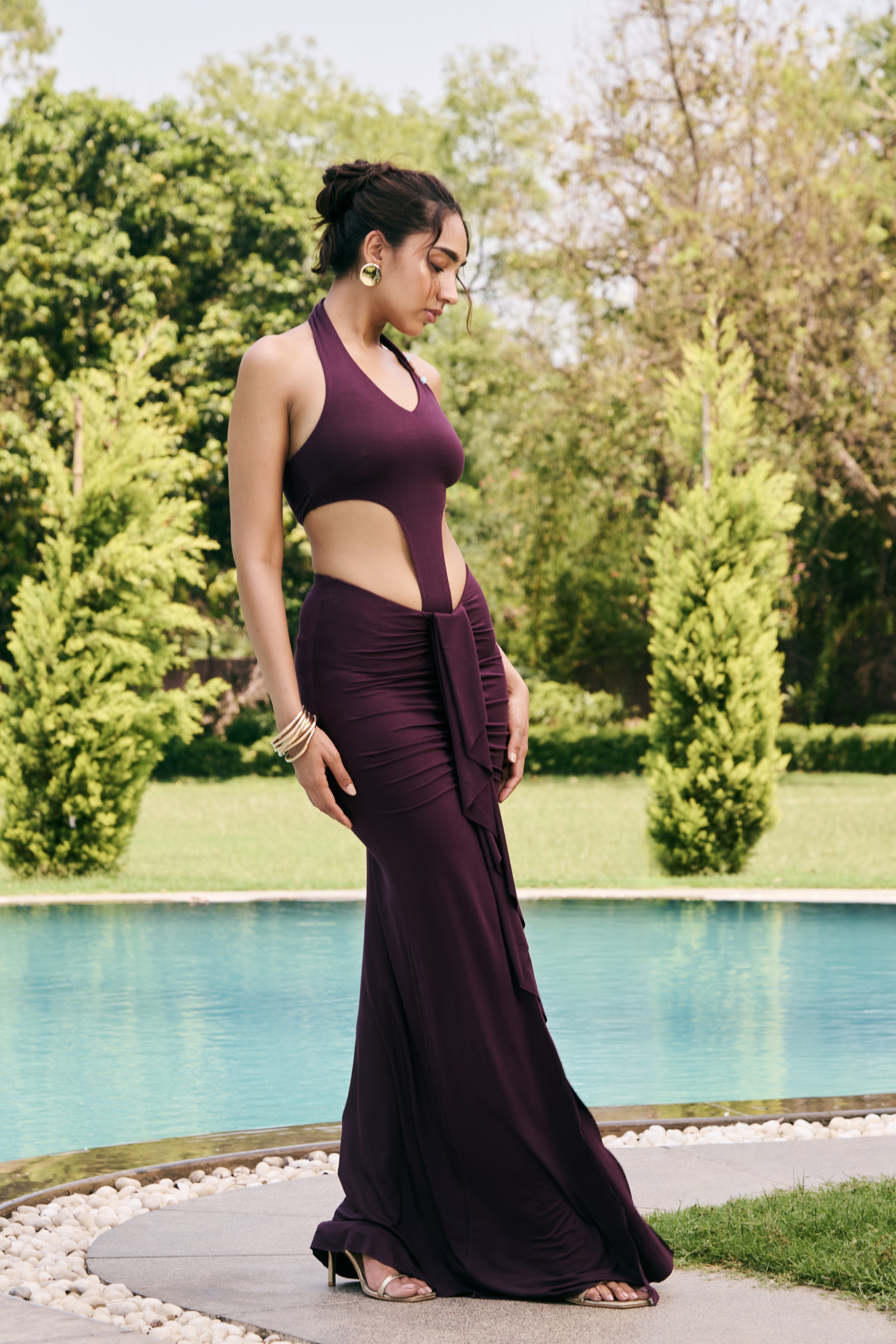 Elina Plum Modal Draped Top