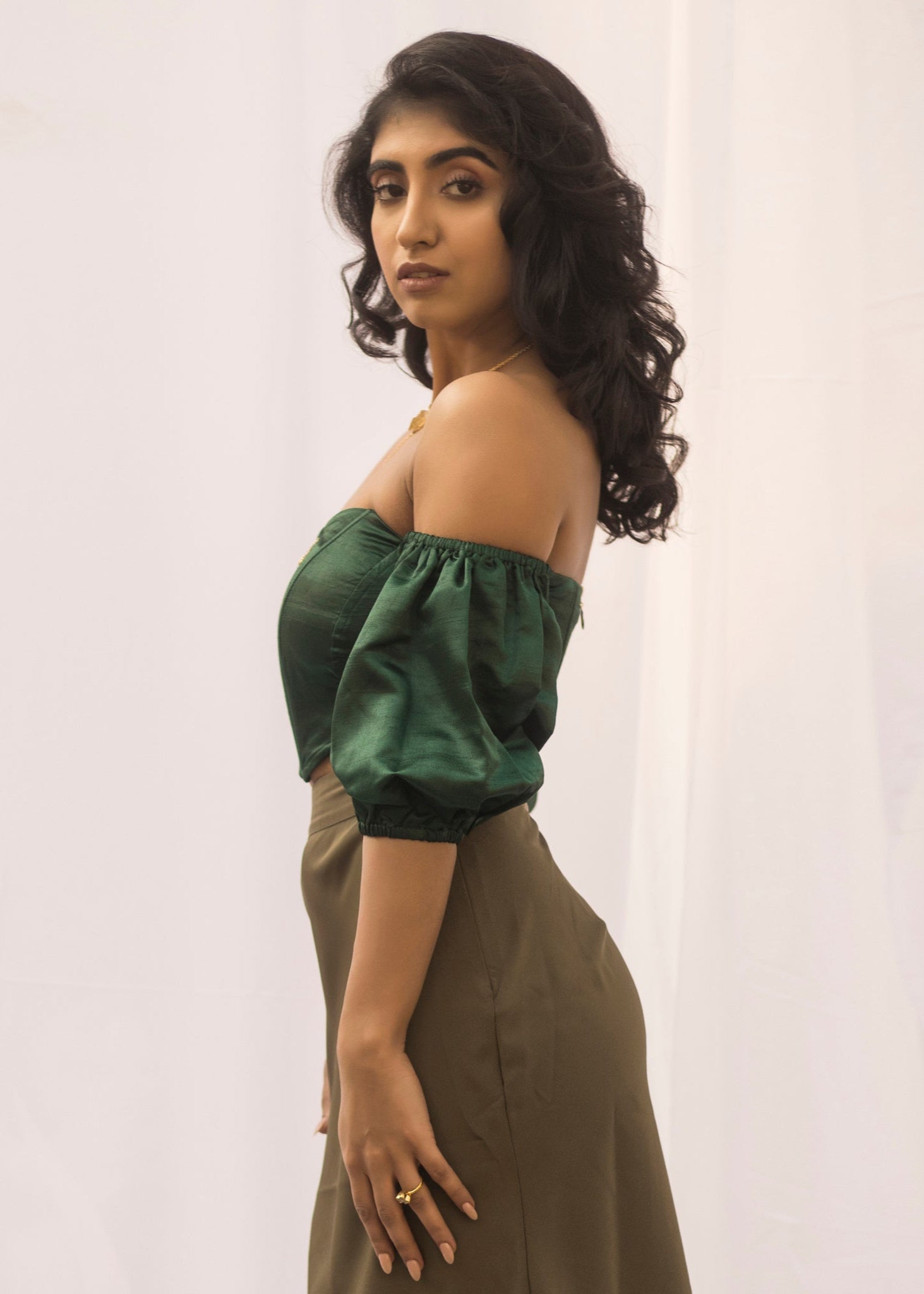 Loretta Emerald Silk Corset Top