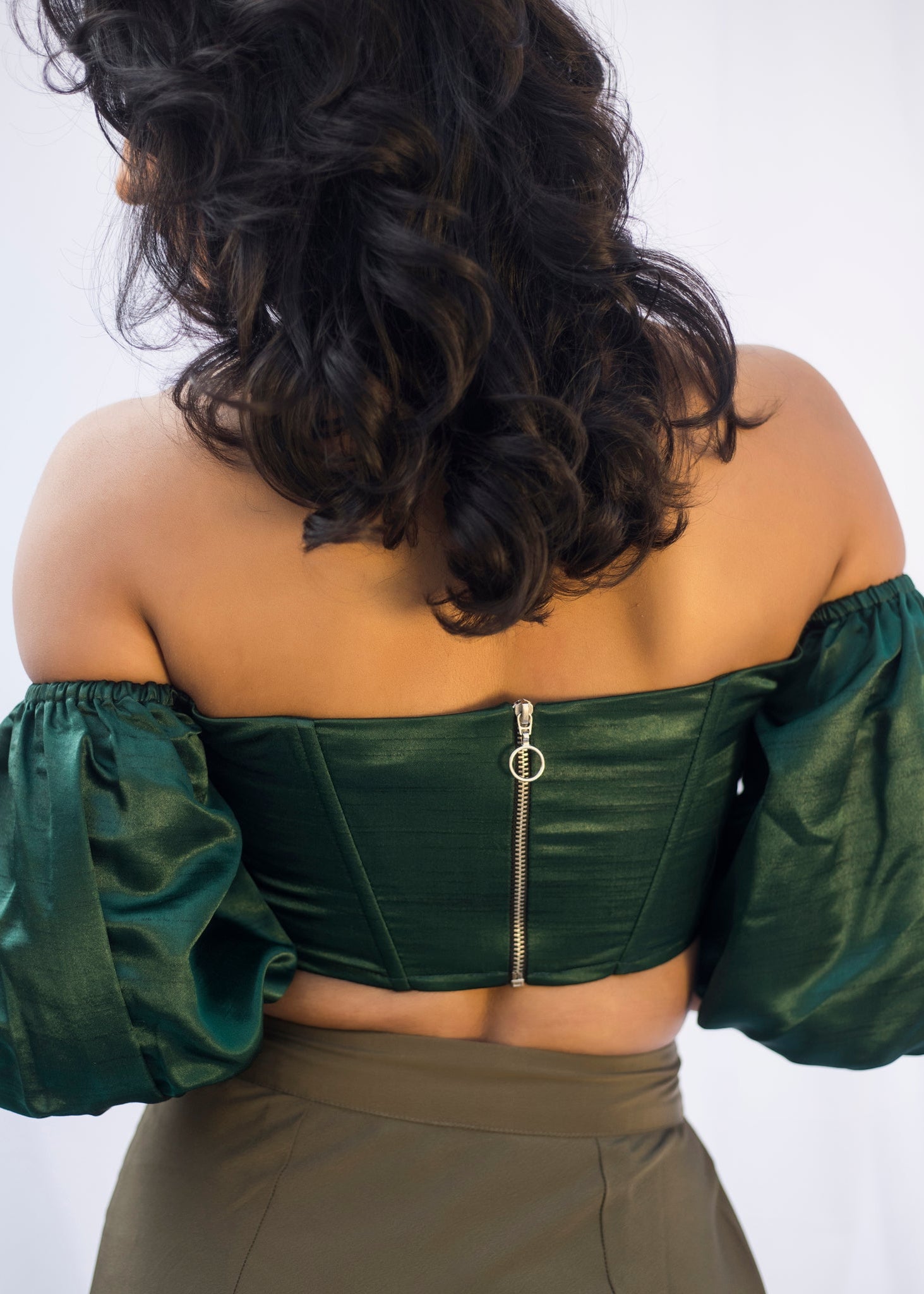 Loretta Emerald Silk Corset Top