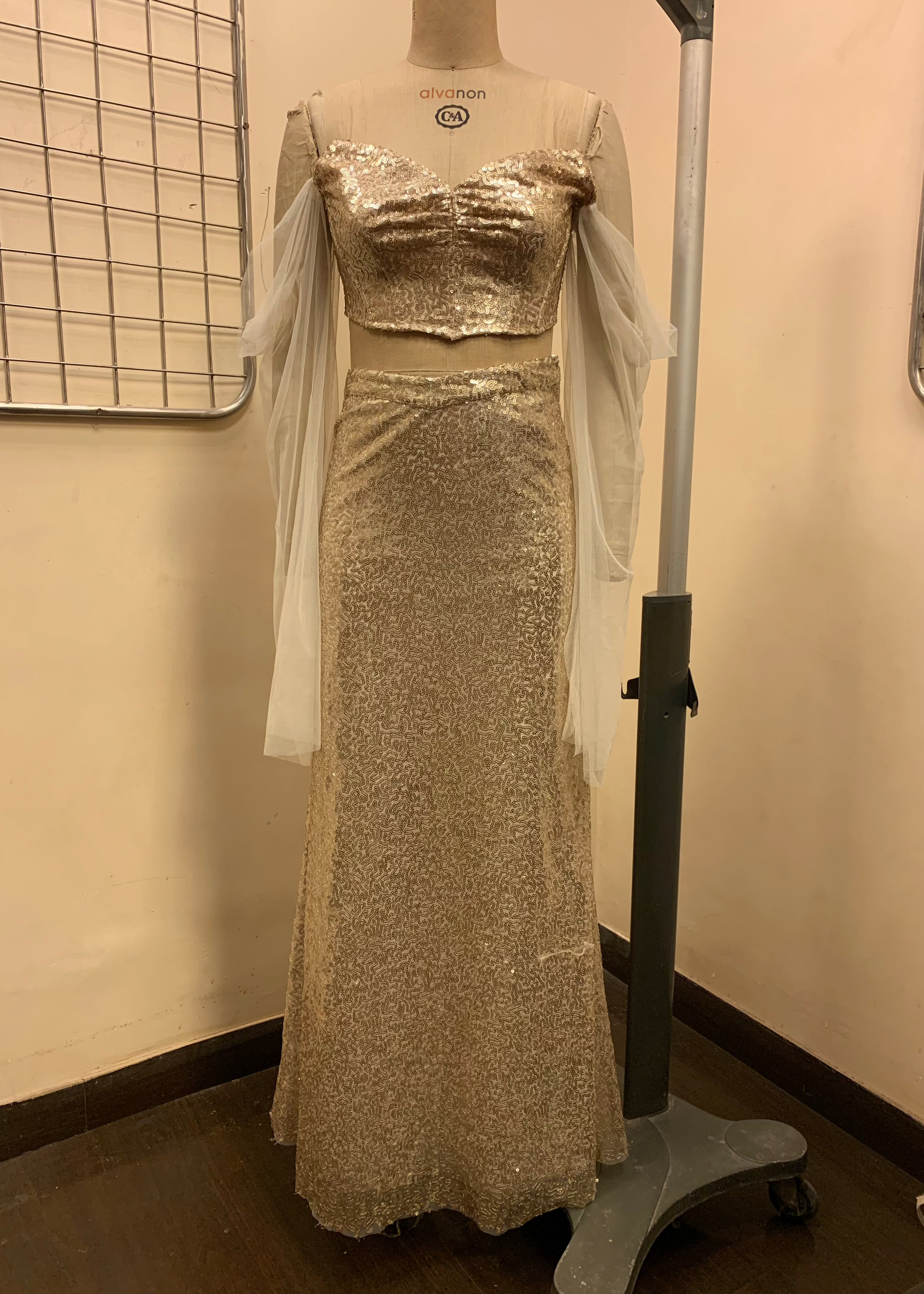 Shop Gold Embroidered Mermaid Lehenga Set Fit Sample