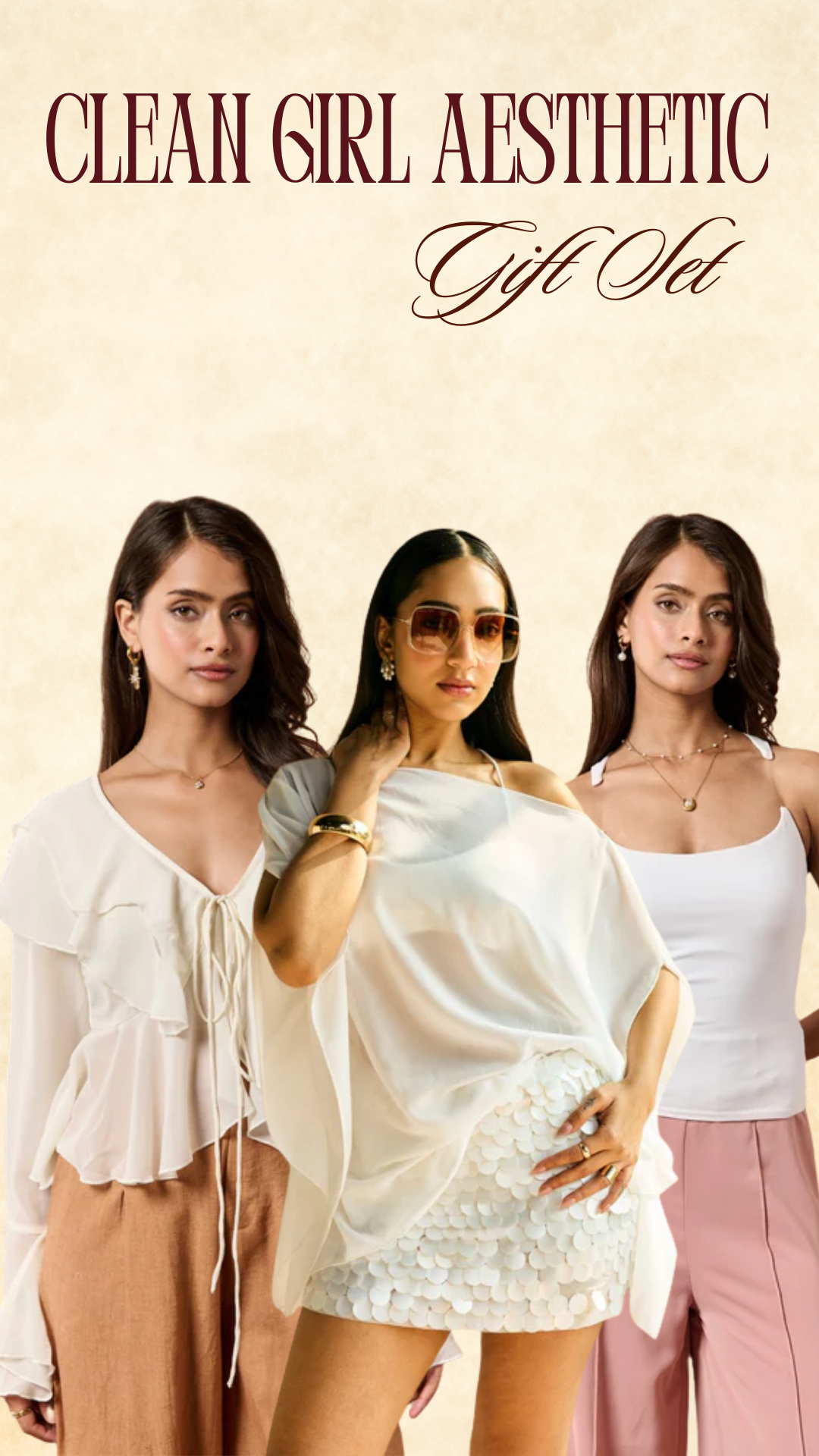 Clean Girl Aesthetic Gift Set ( Arina Cape and Bralette, Leida & Briar)