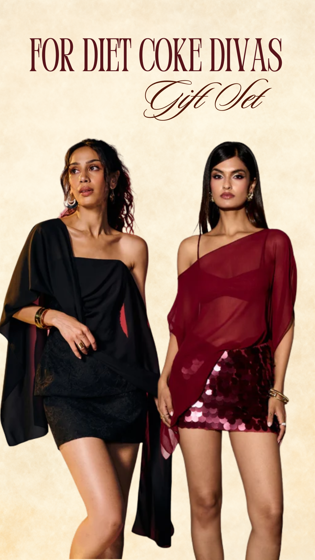 For Diet Coke Divas Ft. Elowen Black & Arina Burgundy Skirt Gift Set