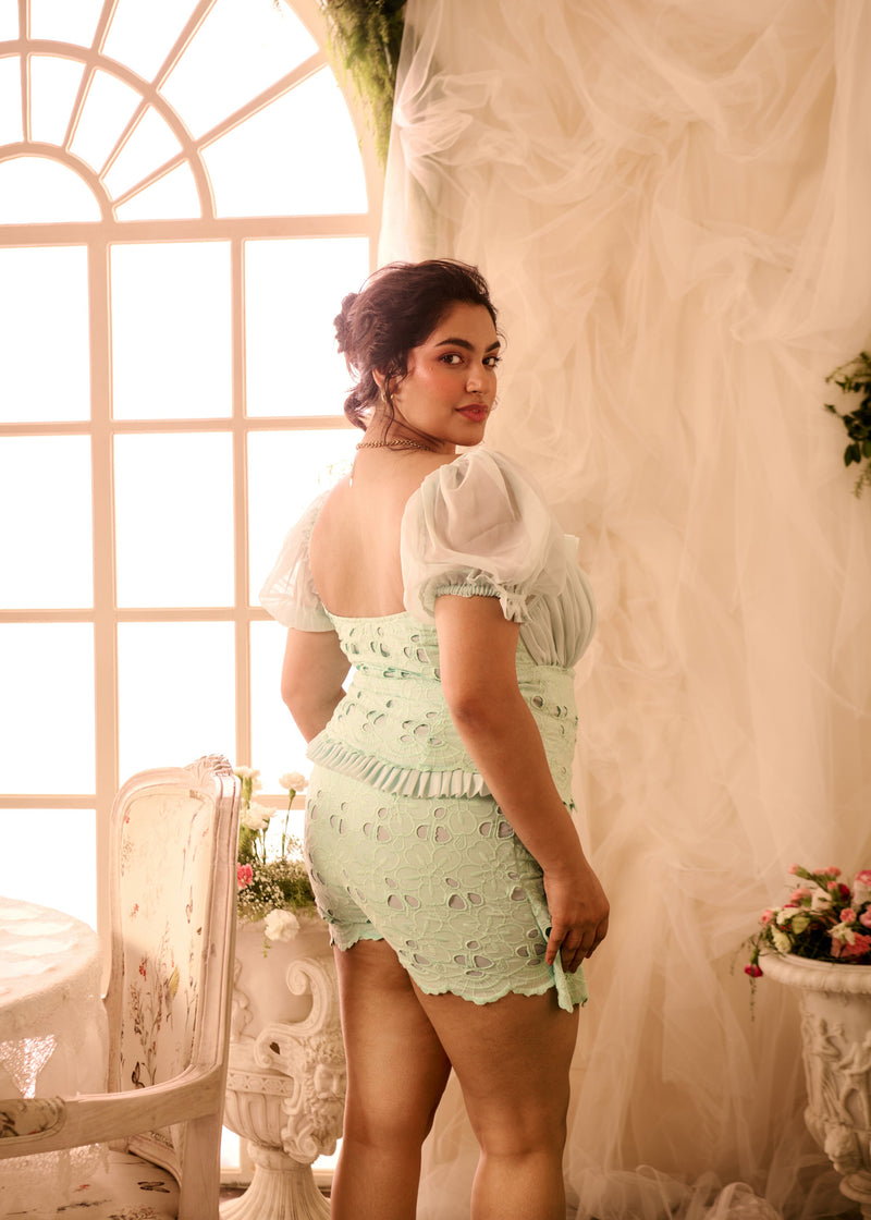 Bellita Seafoam Green Schiffli Top Bellita Seafoam Green Schiffli Top