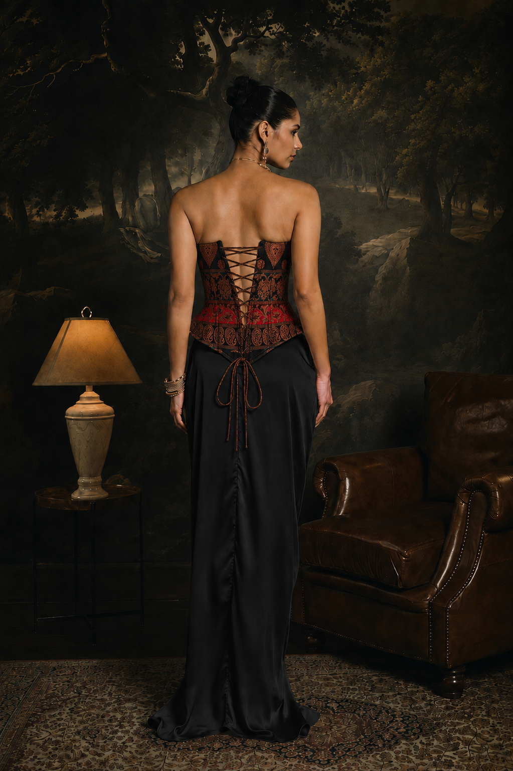 Siya Red Banarasi Brocade Corset Blouse