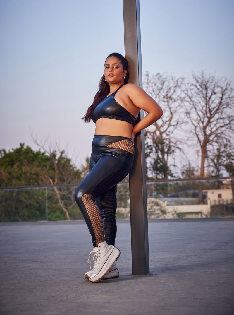 "Sleek Debra Black Active Wear Set with a Modern Fit."