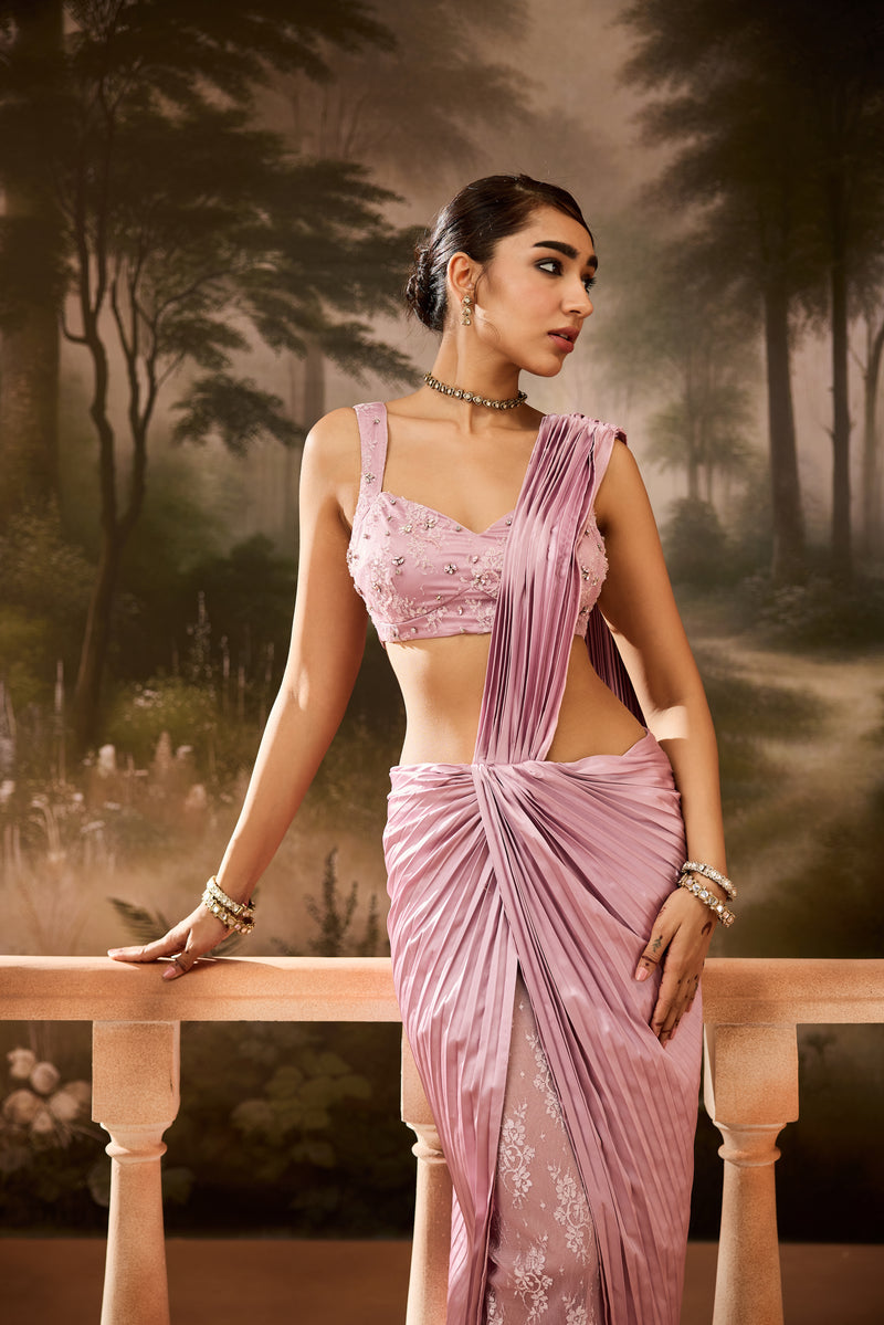 Dhriti Lavender Pleated Saree
