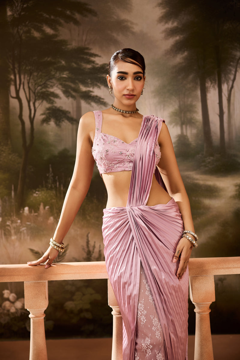 Dhriti Lavender Pleated Saree
