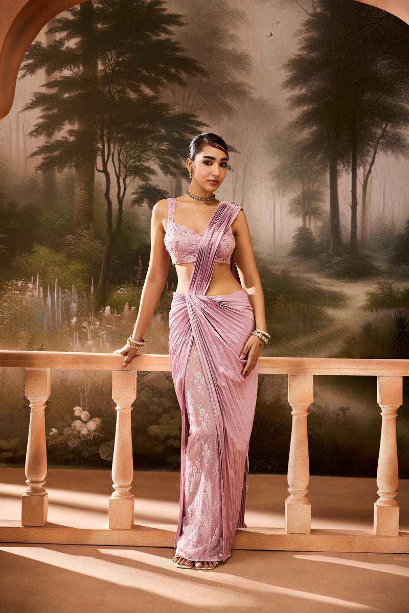 Dhriti Lavender Pleated Saree
