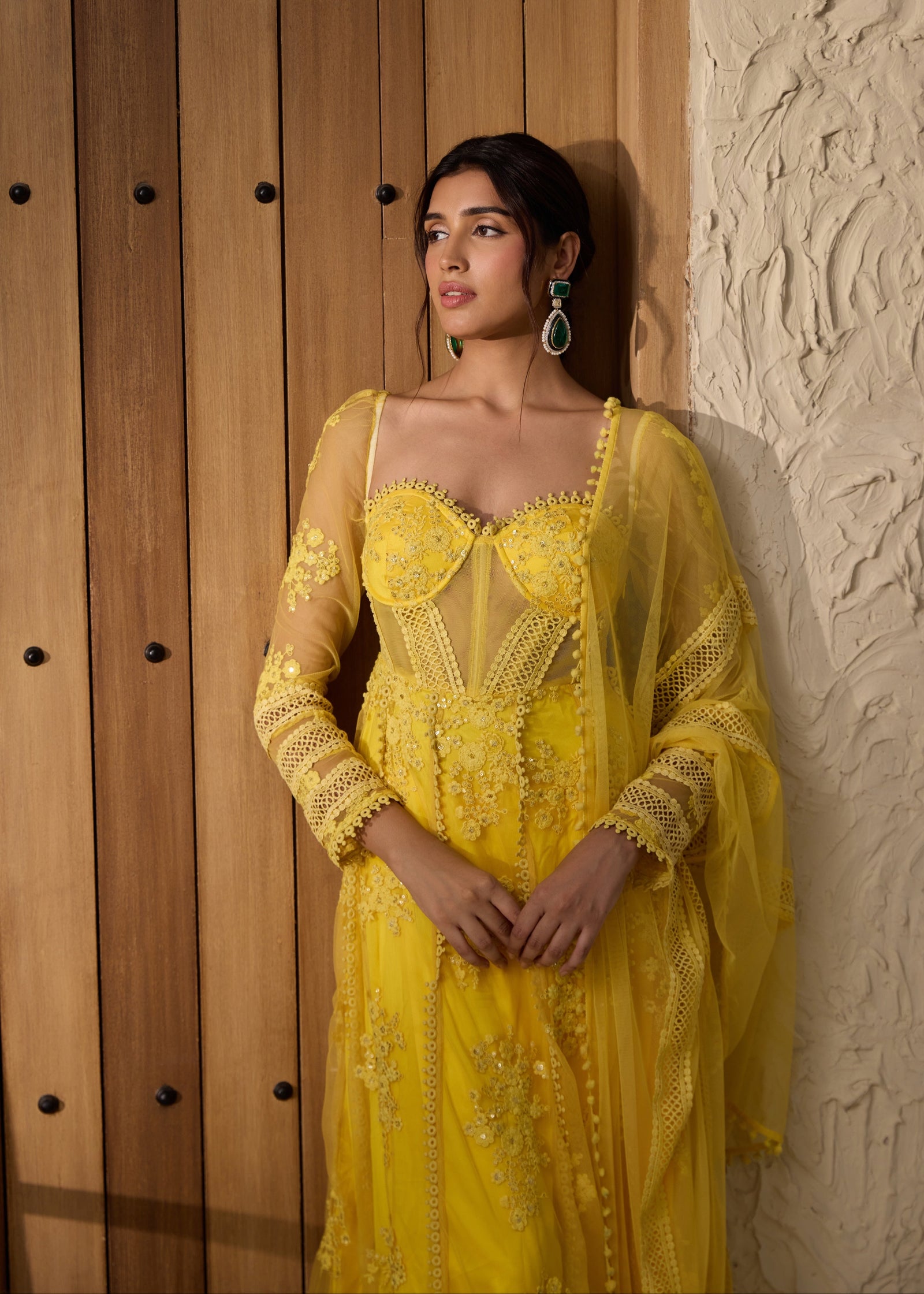 Fariha Yellow Embroidered Corset Anarkali Suit Set – Lea Clothing Co