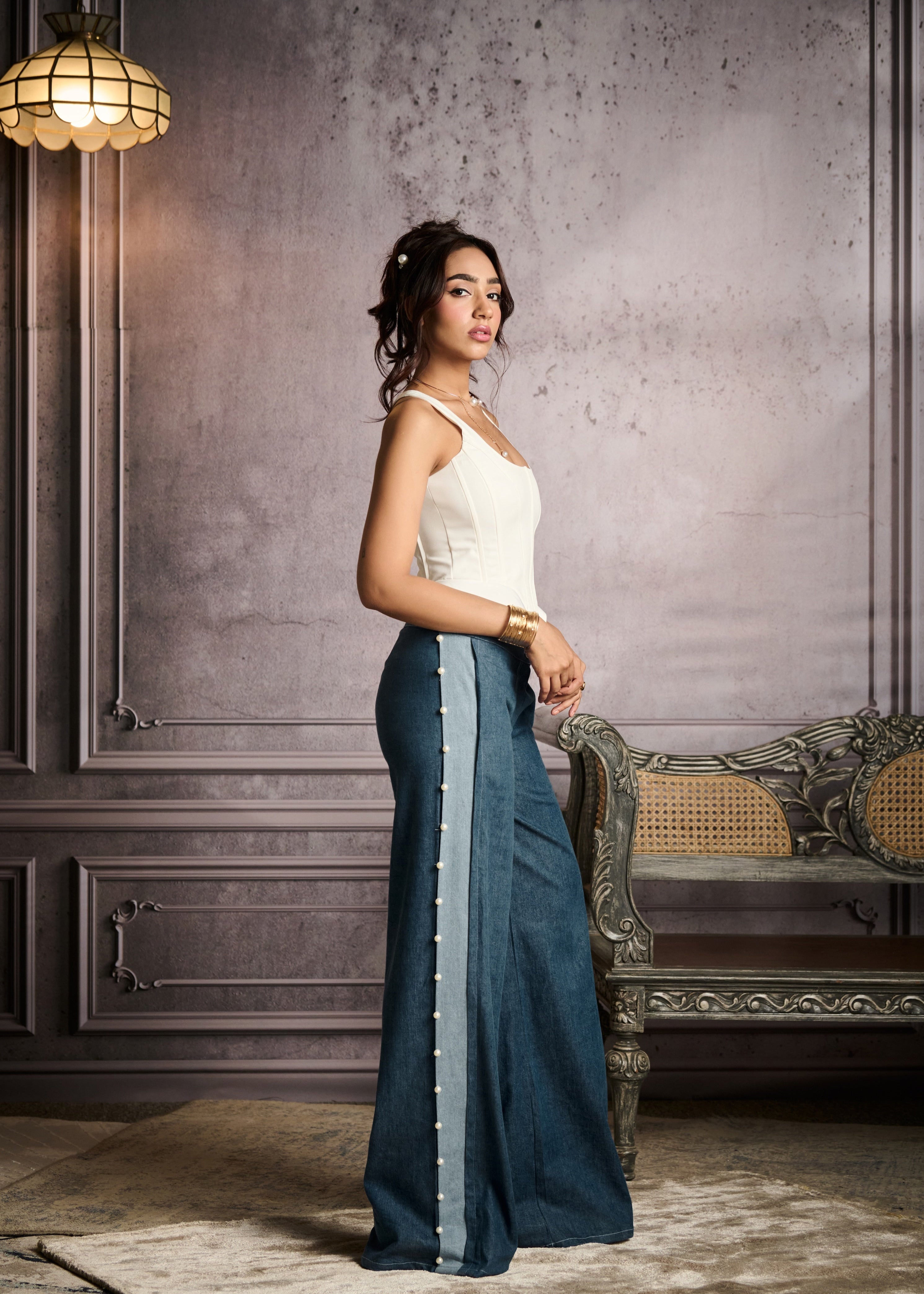 Hela White Structured Corset Top

