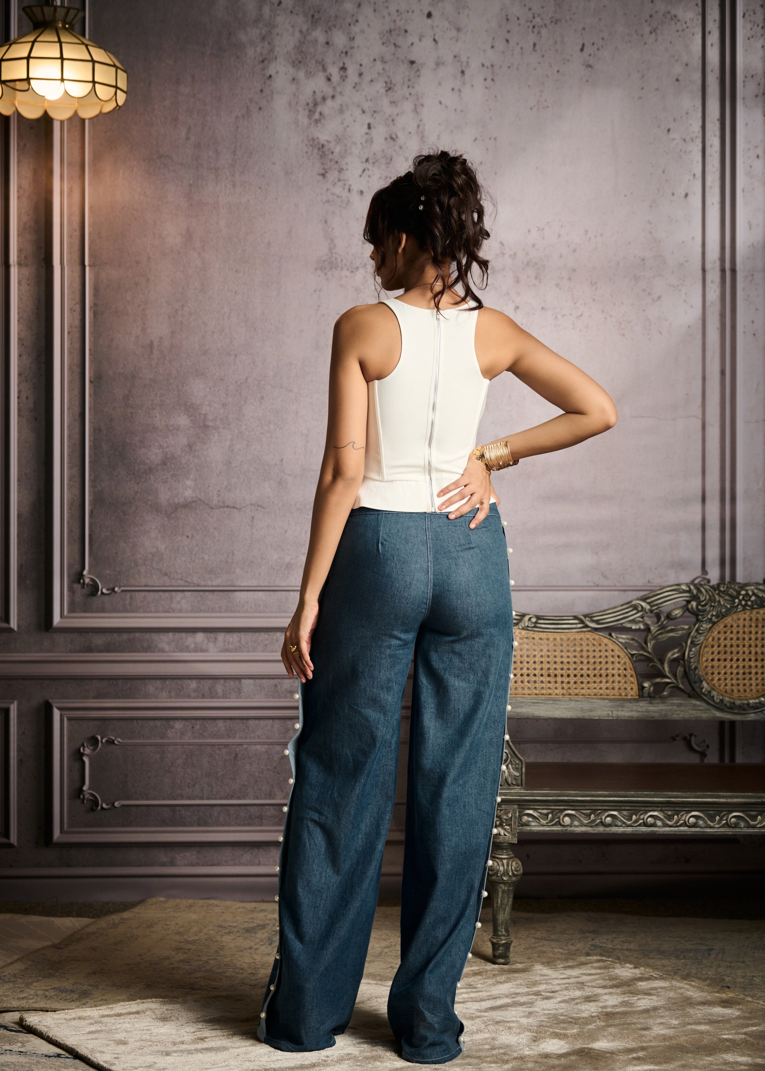 Hela White Structured Corset Top
