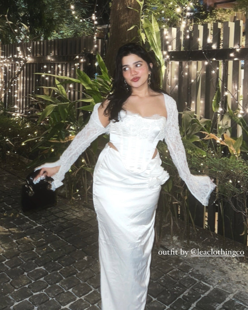 Cataleya White Satin Draped Skirt