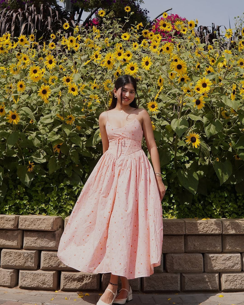 Brynlee Baby Pink Floral Printed Corset Midi Dress Lea Clothing Co. Brynlee Baby Pink Floral Printed Corset Midi Dress Lea Clothing Co.